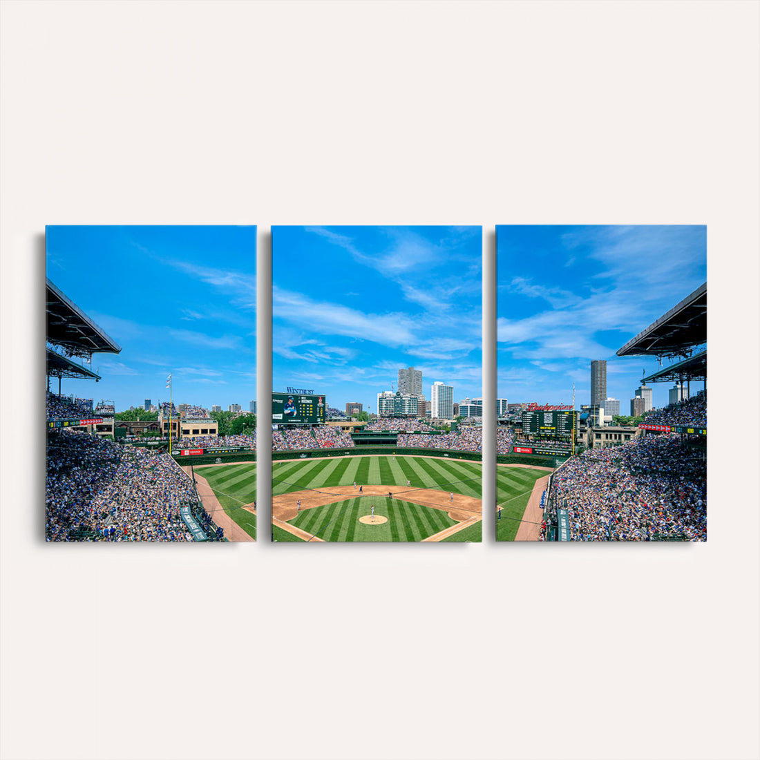 Wrigley Field Chicago Cubs Panoramic Art Multi-Piece Canvas