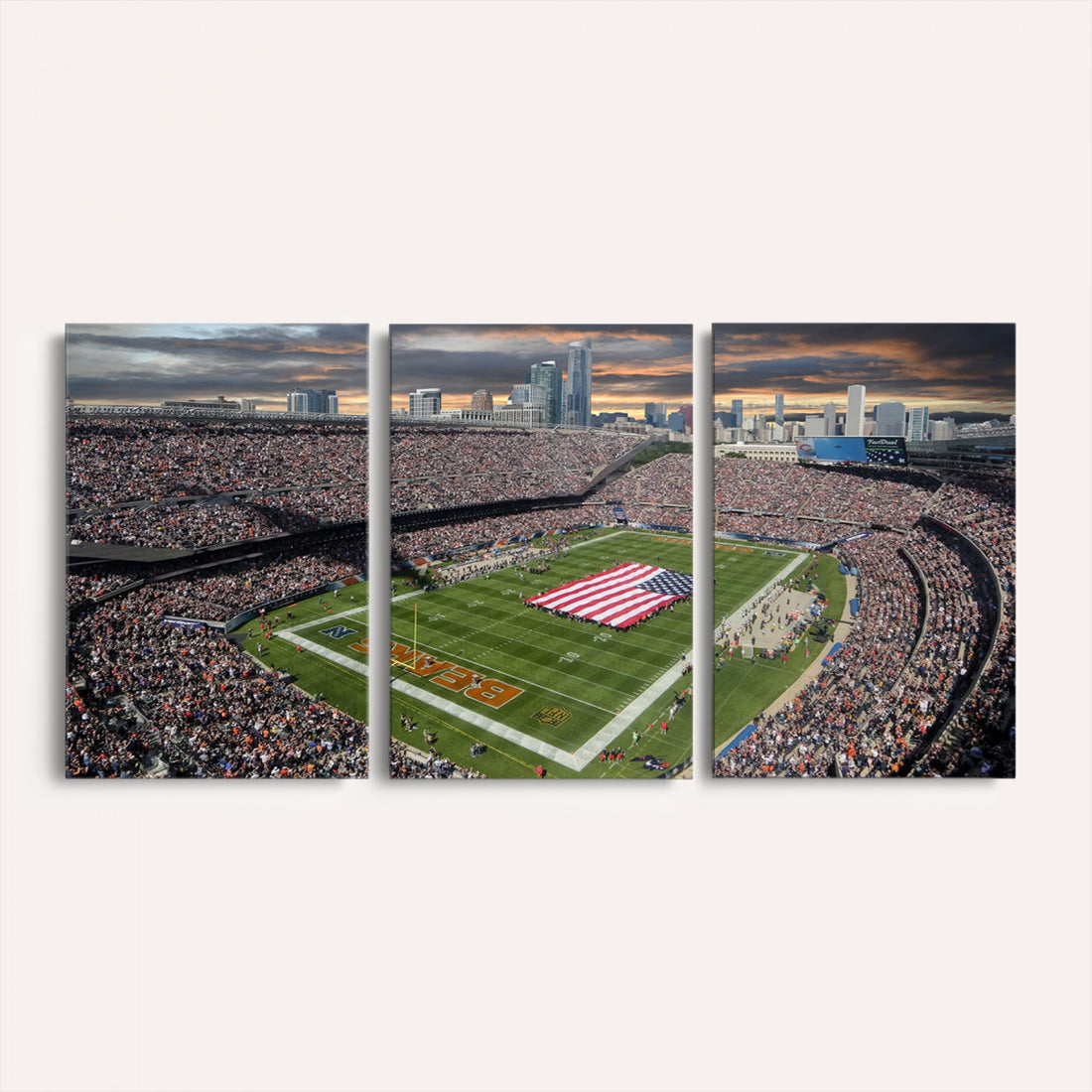 Chicago Bears Soldiers Field Wall Art Canvas Print, Extra Large Game Room Wall Decor