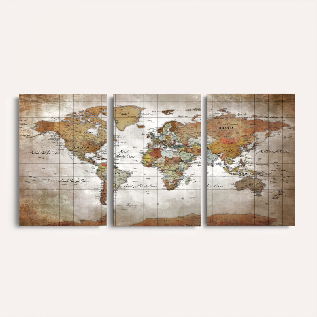 Vibrant Watercolor World Map Canvas Wall Art | Framed Travel Map