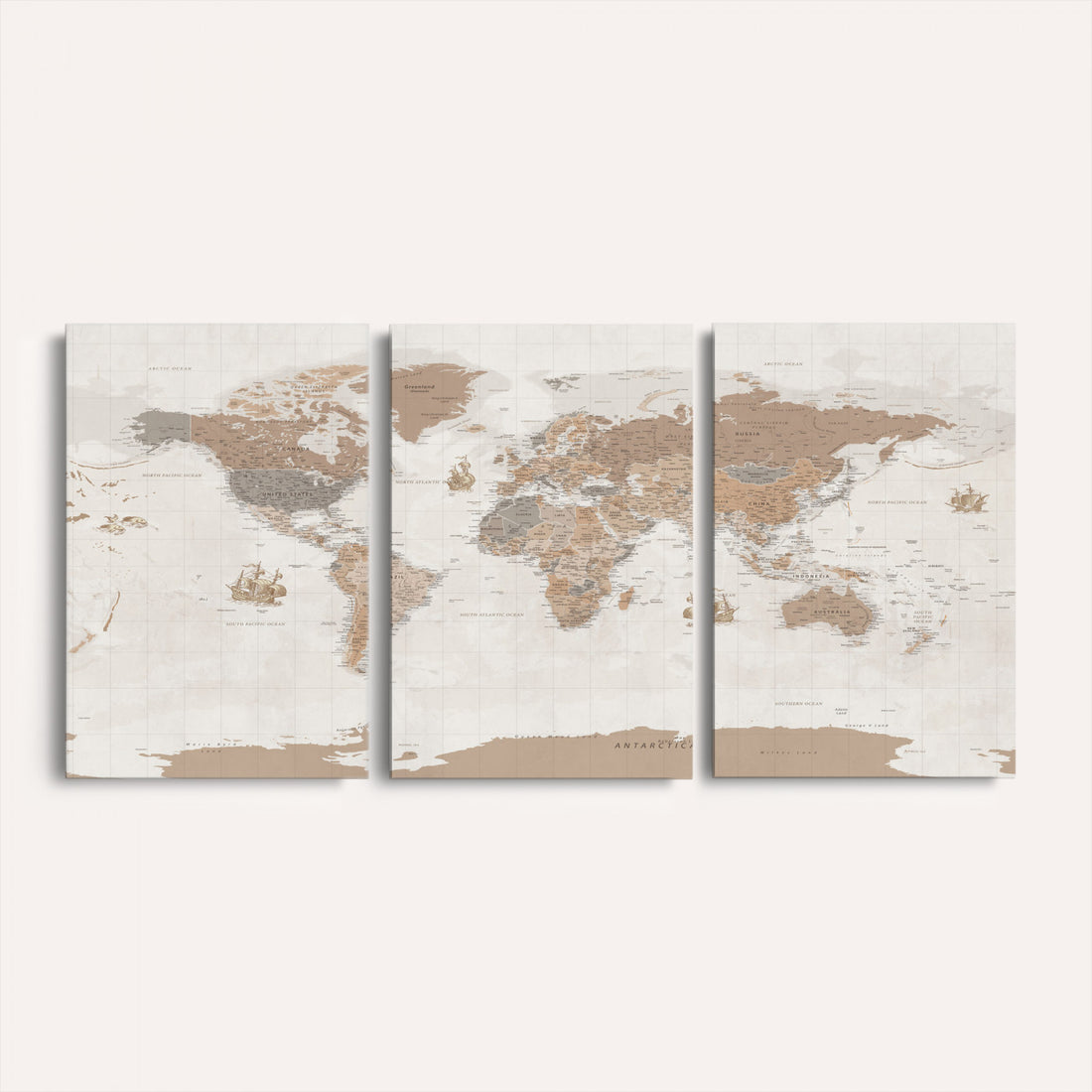 Framed Large World Map Canvas Print for Office Decor