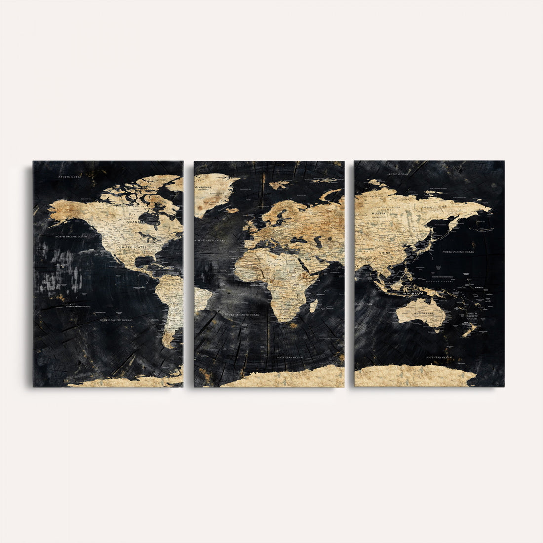 Framed Large World Map Wall Art Canvas Print for Living Room
