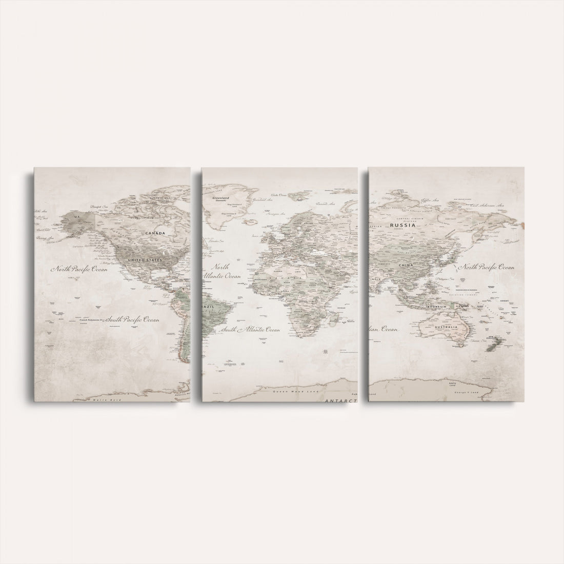 Antique Style World Map Canvas Print | Vintage Detailed World Map Art for Travel Lovers