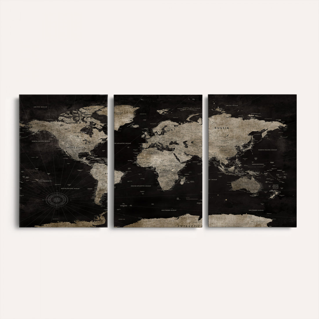 Detailed World Map Wall Art Print | Large Framed World Map Canvas