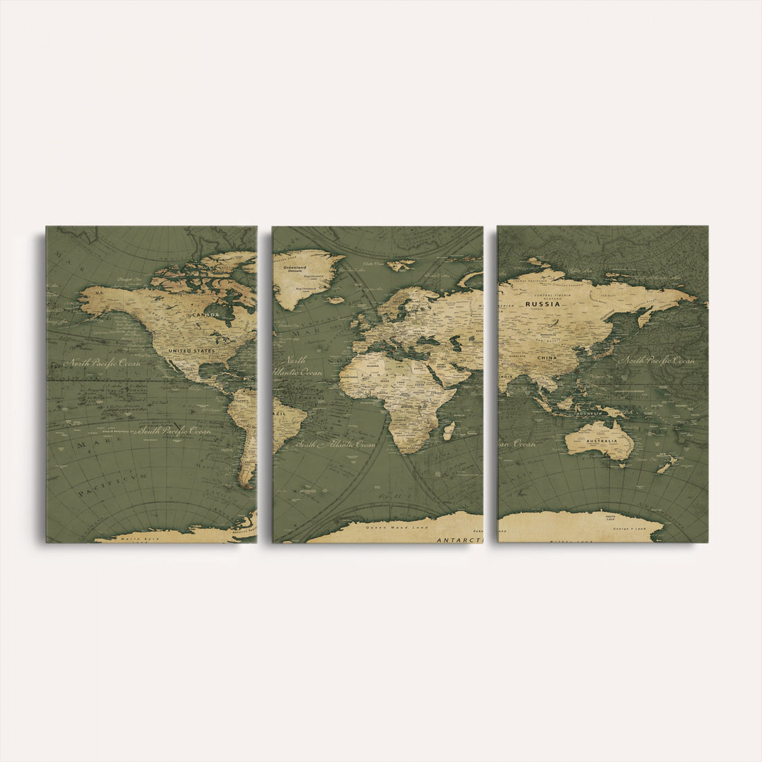 Large World Map Canvas Wall Art Print for Study Room Decor