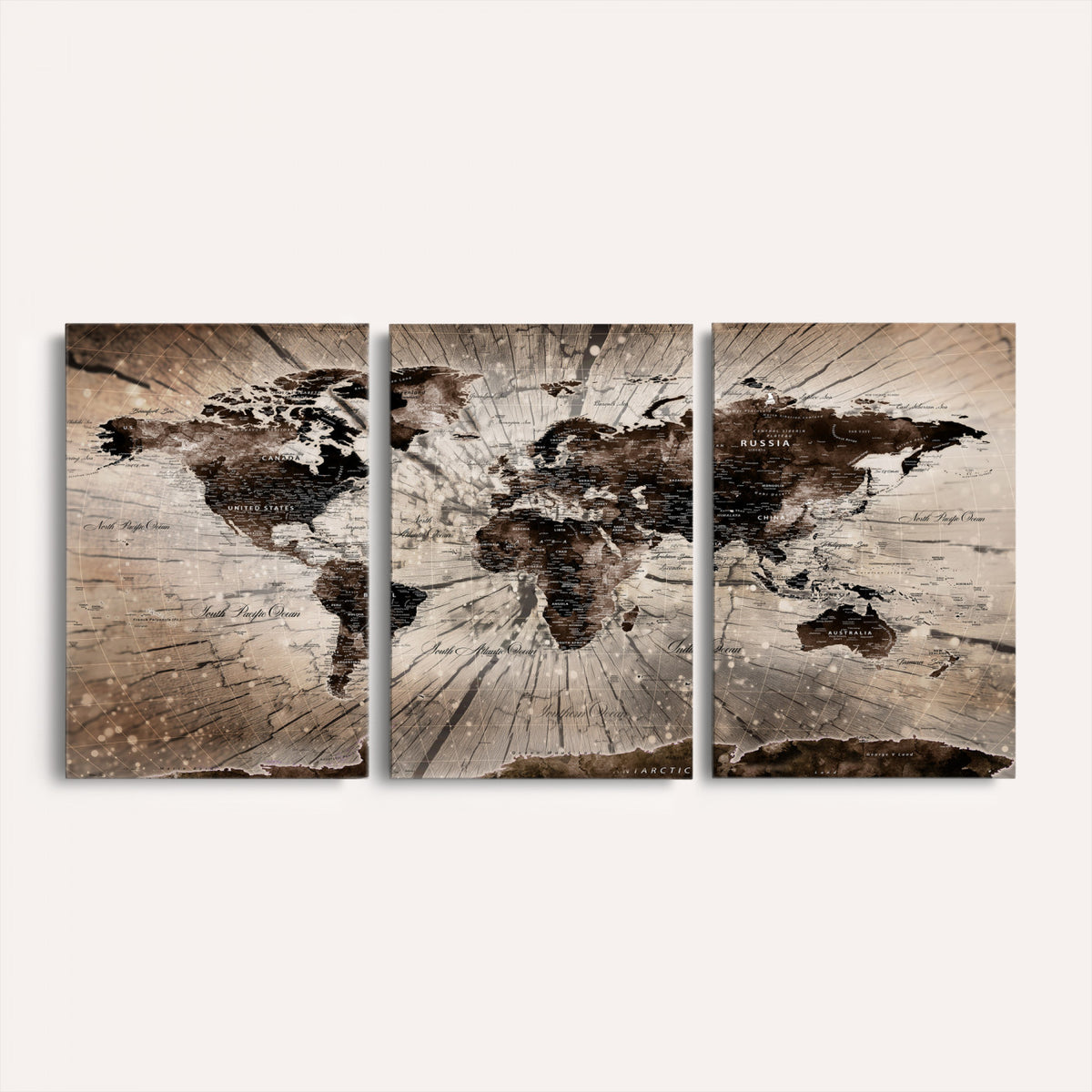 94623295-MGV-CV-36X24 - World Map Wall Art Canvas Print, Modern Decorative Framed Map Artwork Prints for Living Room, Office, Bedroom Wall Decor