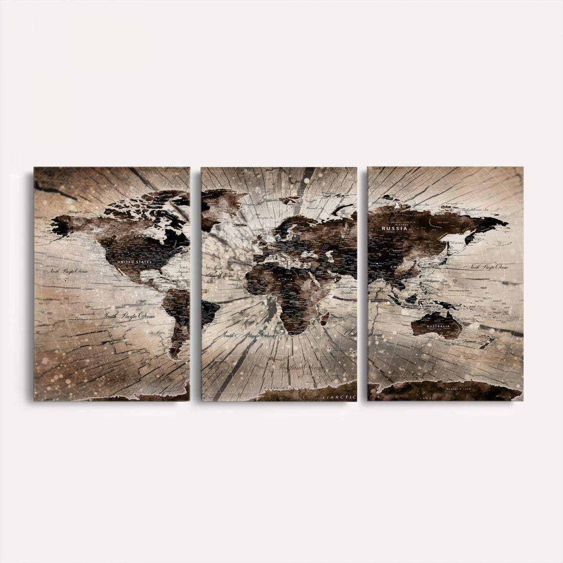 Black and White World Map Canvas Print | Framed Wall Art for Couples