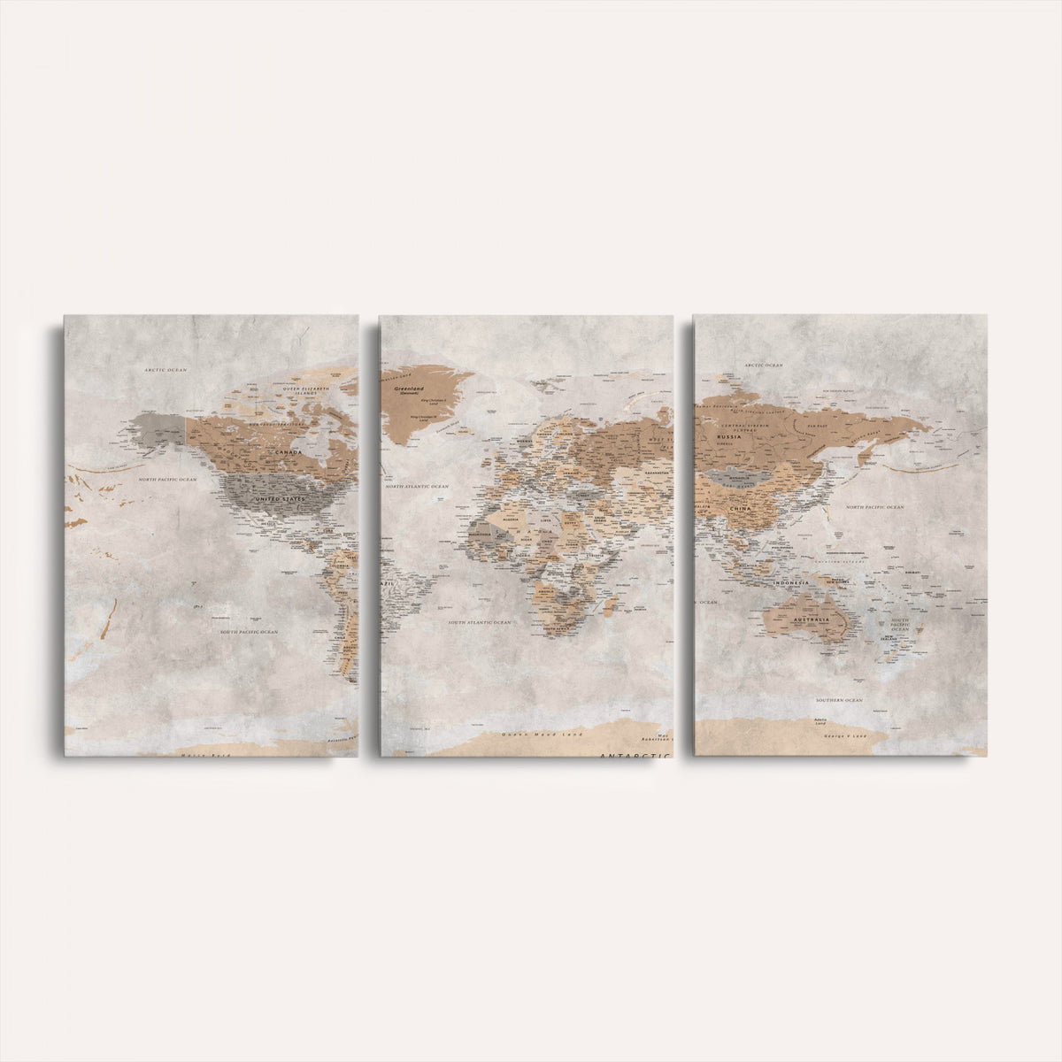 34051638-MGV-CV-36X24 - Detailed World Map Wall Art Canvas Print for Home and Office Decor