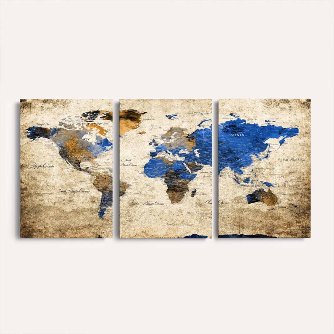 World Map Canvas Print | Colorful Abstract Travel Map, Framed Wall Art