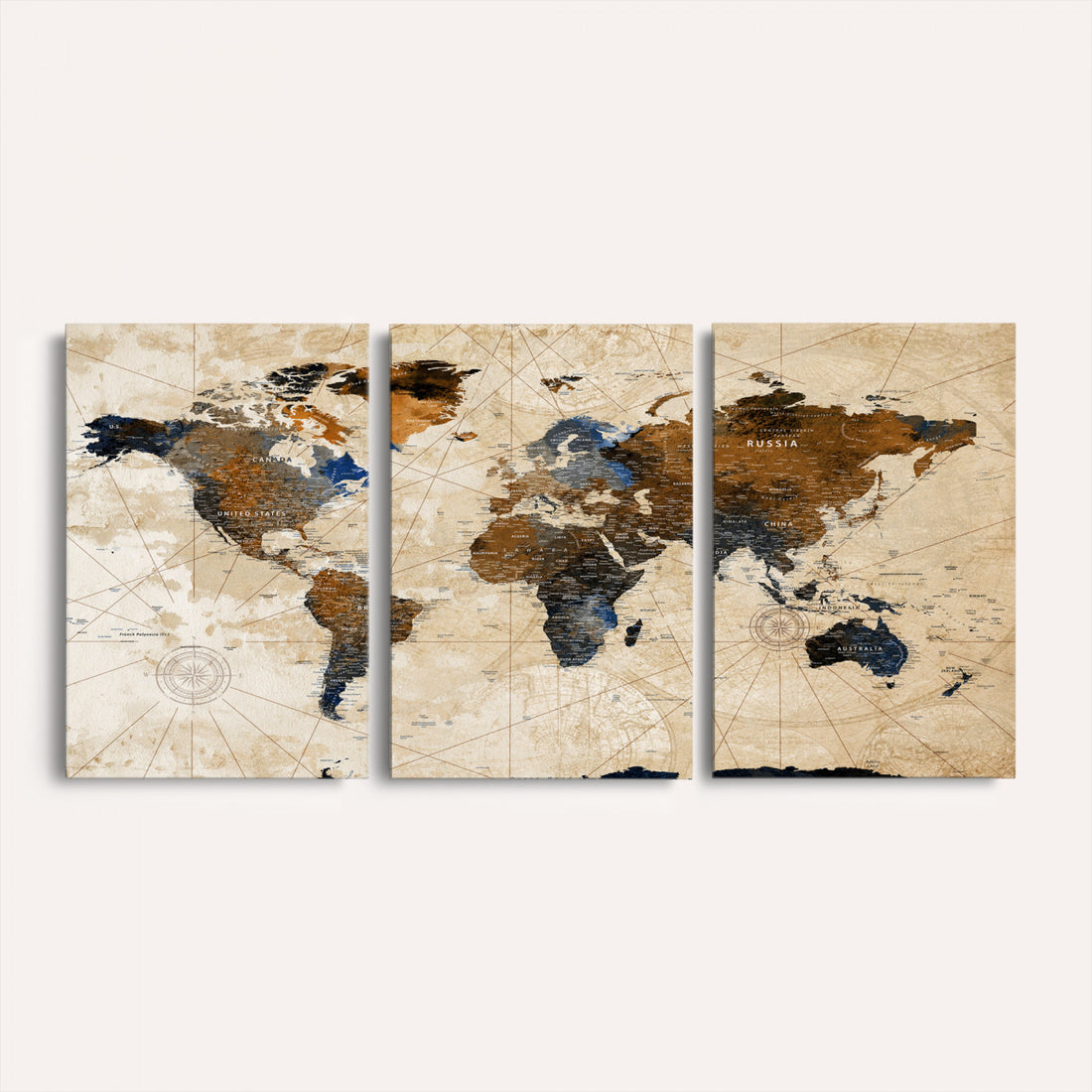 World Map Canvas Art Print | Framed Travel Map Wall Art