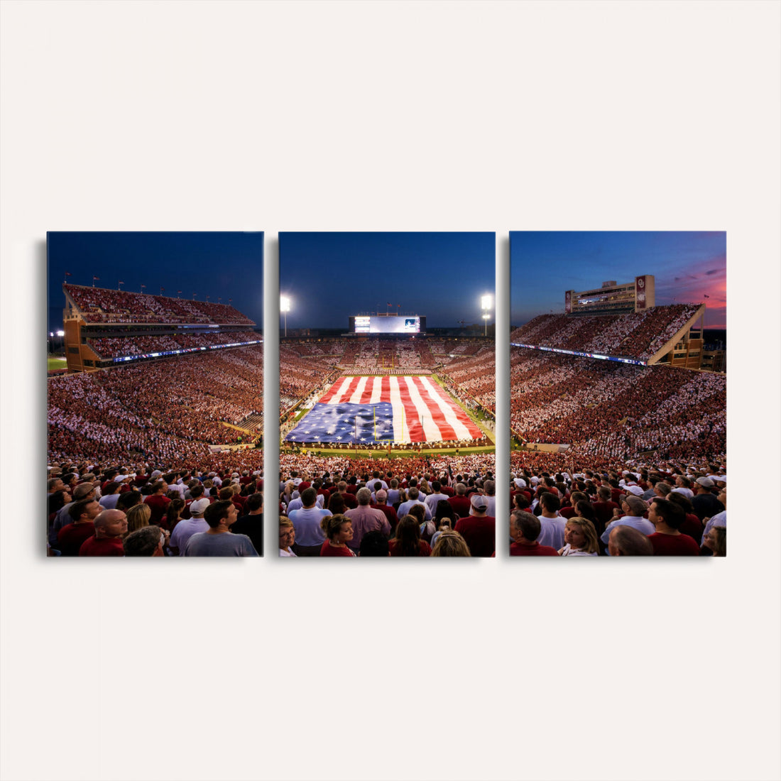 Oklahoma Memorial Stadium Wall Art Canvas Print, Oklahoma, Framed and Ready to Hang