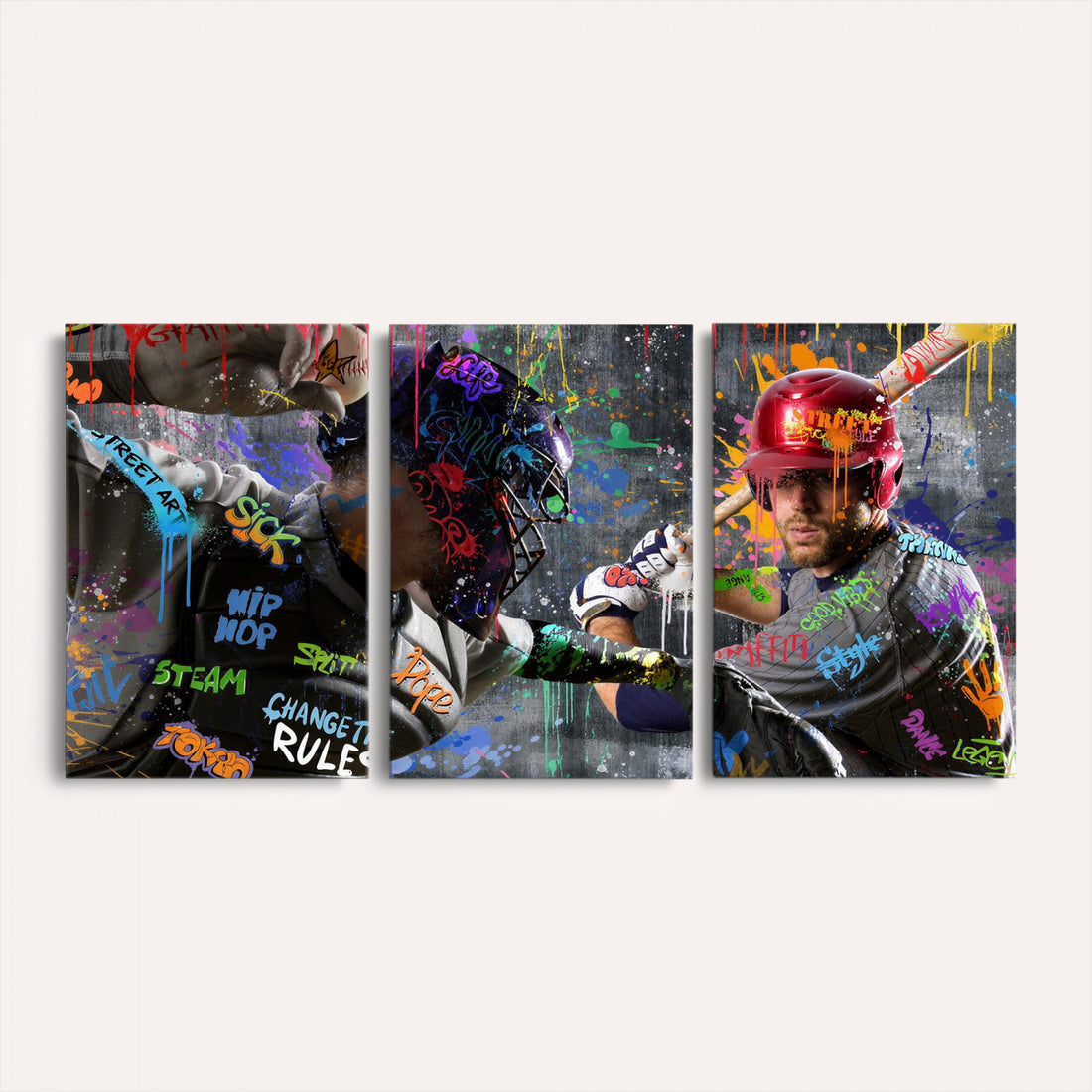Graffiti Baseball Player Street Art Wall Art Canvas Print