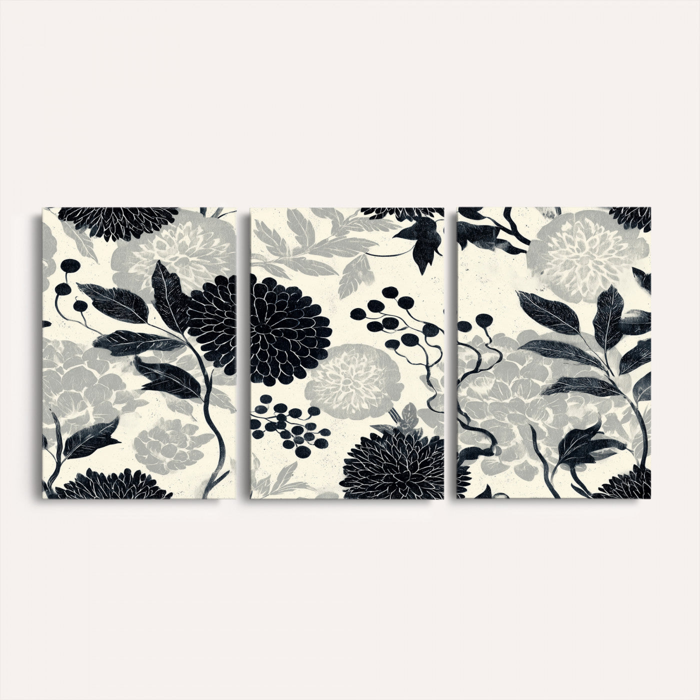 27269625-MGV-CV-36X24 - Traditional Chinese Pattern Tapestry Wall Art, Vintage Chinoiserie Peony Fabric Hanging, Antique Black Grey Living Room Japandi Gift