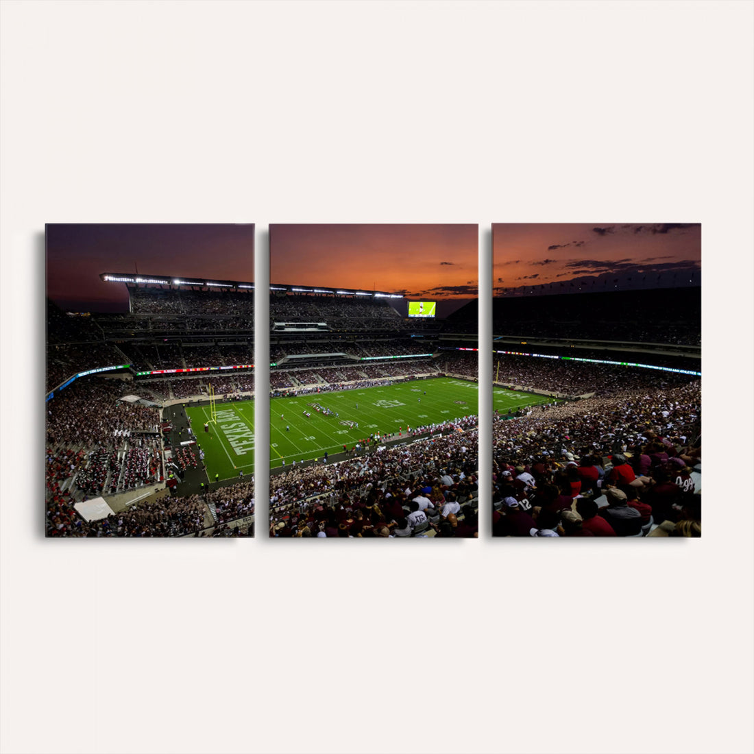 Texas A&M Aggies Football Team Print, College Station Kyle Field Stadium Canvas Wall Art