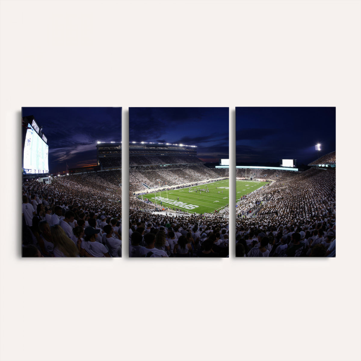 75193-PAN-FL-20X10 - Michigan State Spartans Canvas, Framed Football Team Print - East Lansing Spartan Stadium Wall Art