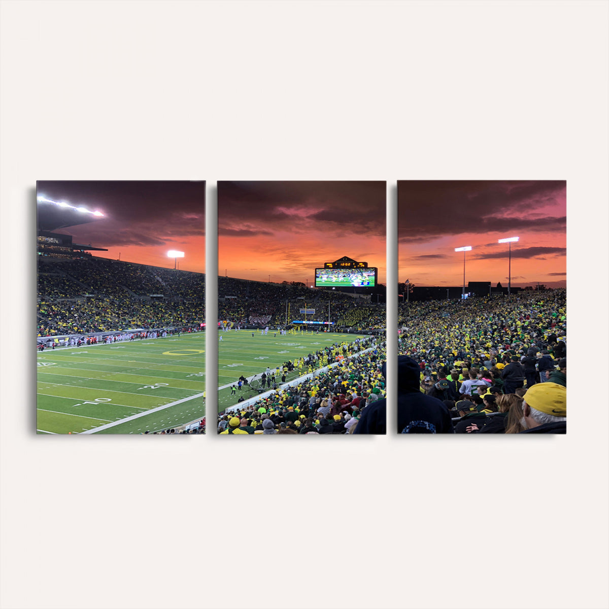 75065-PAN-FL-20X10 - Eugene Autzen Stadium Canvas Wall Art Print – Sunset Over Iconic Football Field Wall Decor for Home