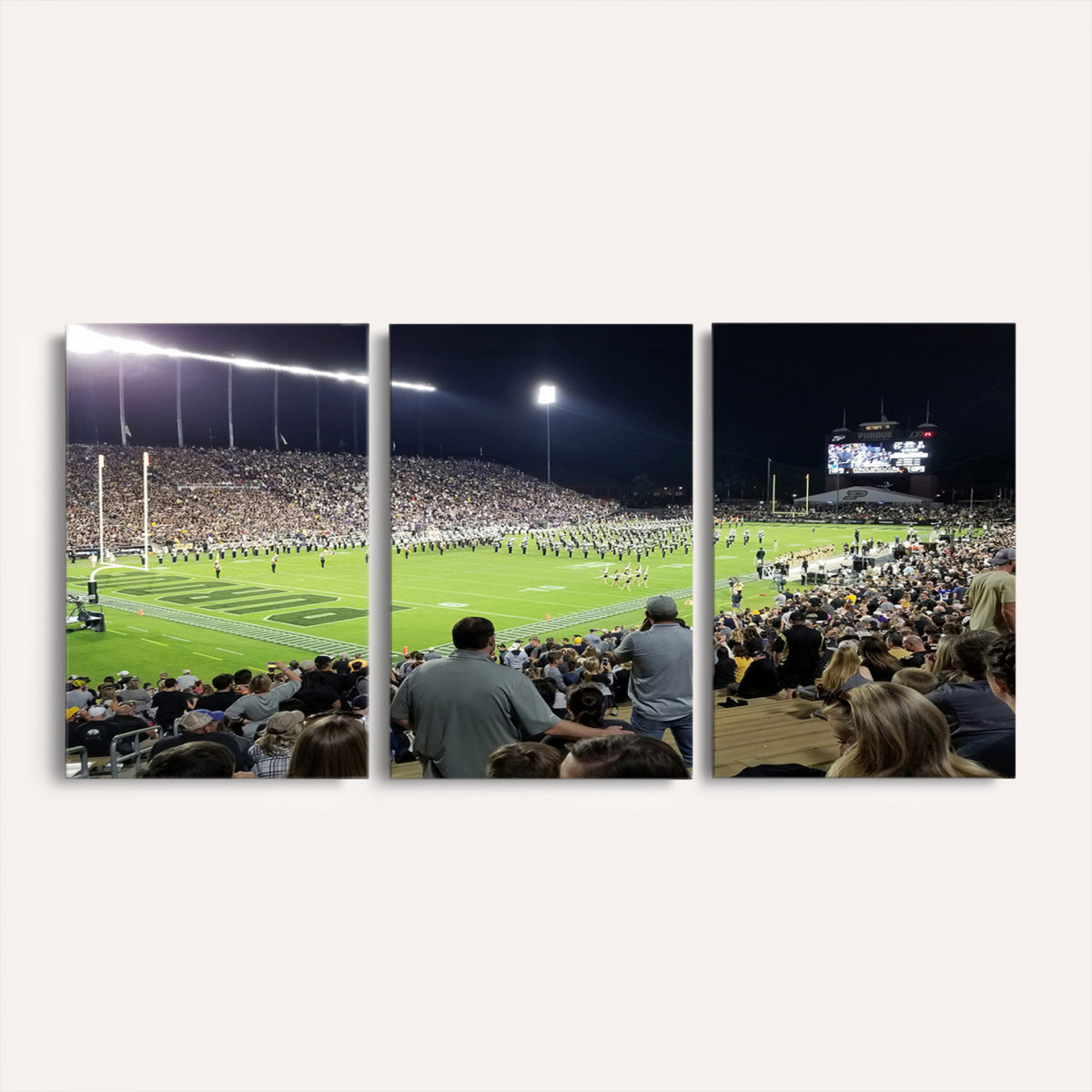 56796-PAN-FL-20X10 - Purdue University Boilermakers Football Team Print - West Lafayette Ross-Ade Stadium Wall Art Canvas