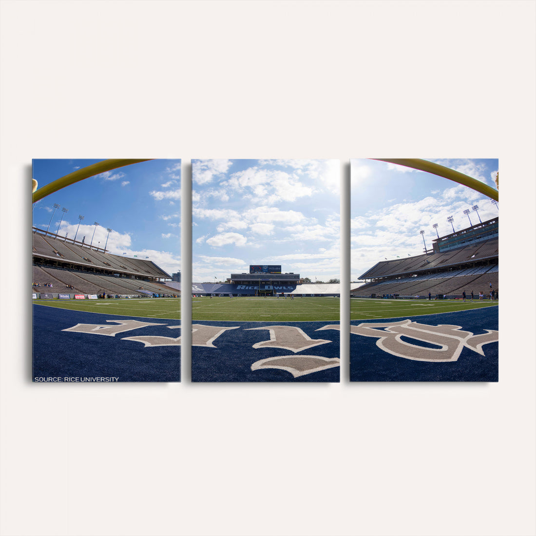 Rice University Owls Football Team Print, Houston Rice Stadium, Framed and Ready to Hang