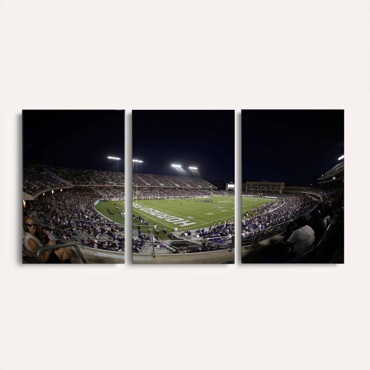 59222-PAN-FL-20X10 - TCU Horned Frogs Football Team Print - Fort Worth Amon G. Carter Stadium Wall Art Canvas Print.