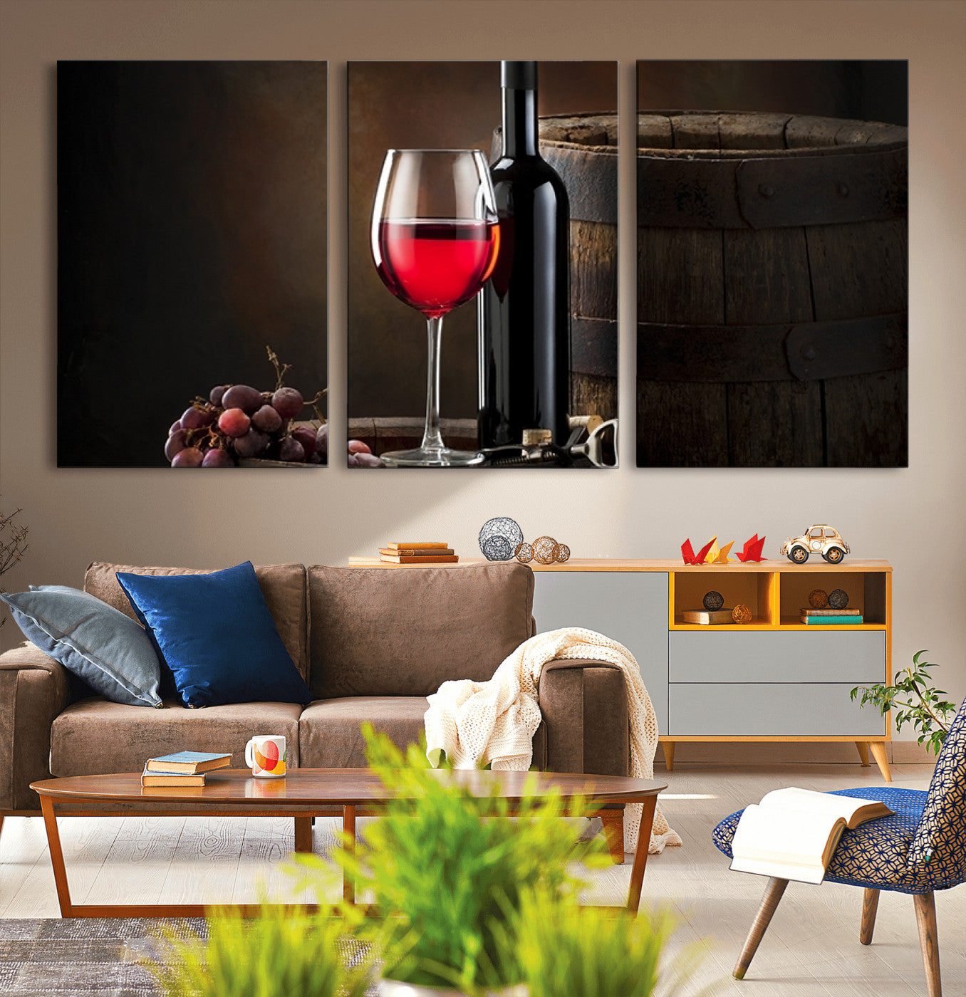 -Red Wine and Bottle Canvas Print