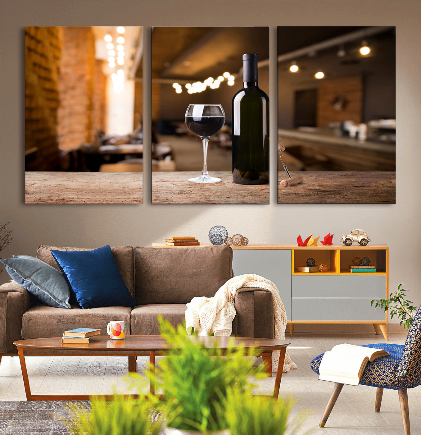 -Wine and Bottle Wall Art Canvas Print