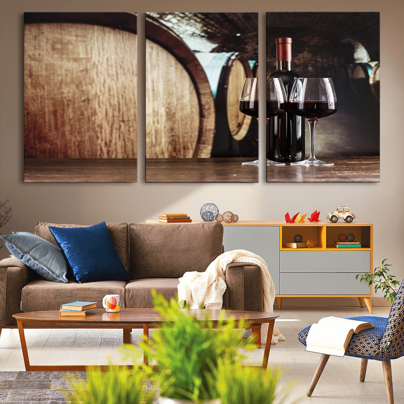 -Wine and Barrel Wall Art Canvas Print