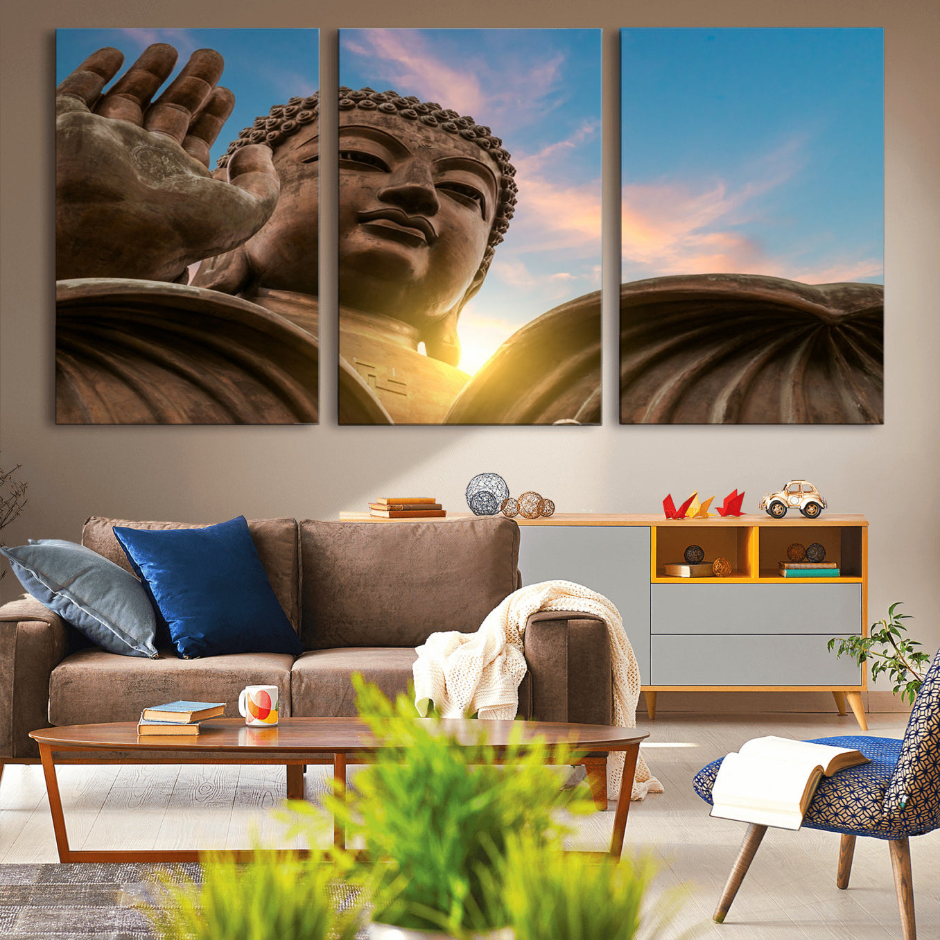 -Buddha Statue and Daylight Wall Art, Buddha Statue Wall Art Canvas Print