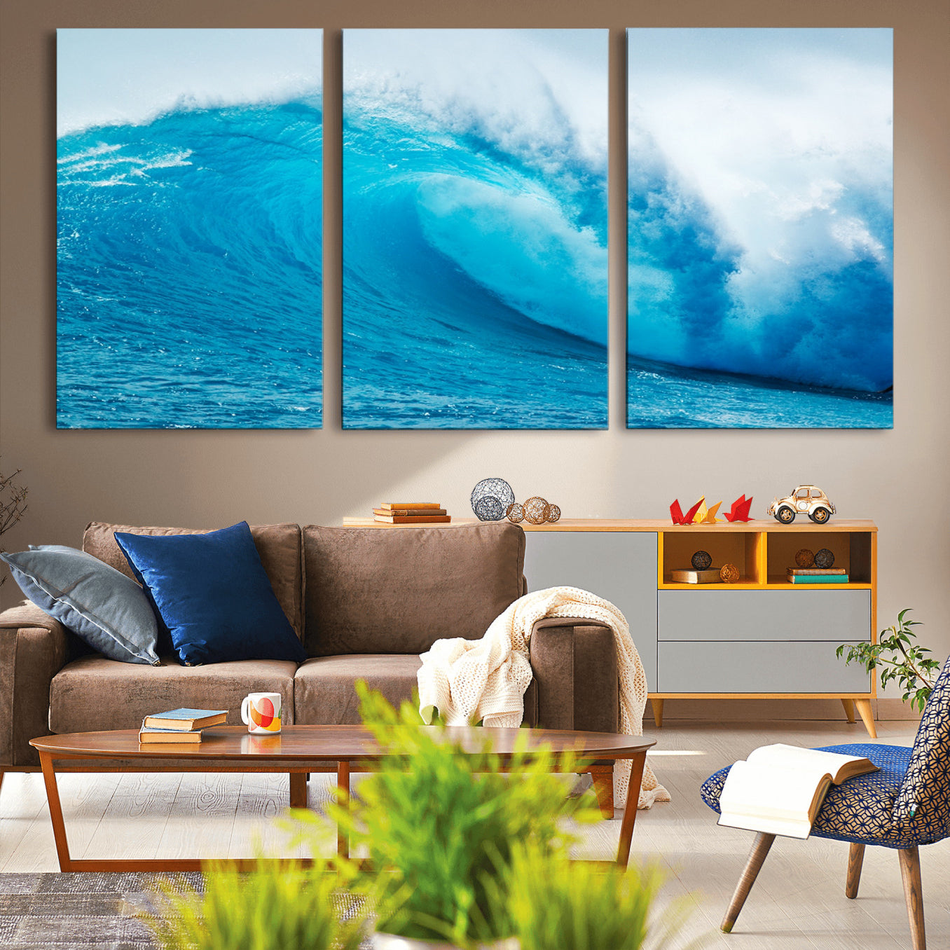 -Big Ocean Surfing Wave Wall Art Canvas Print