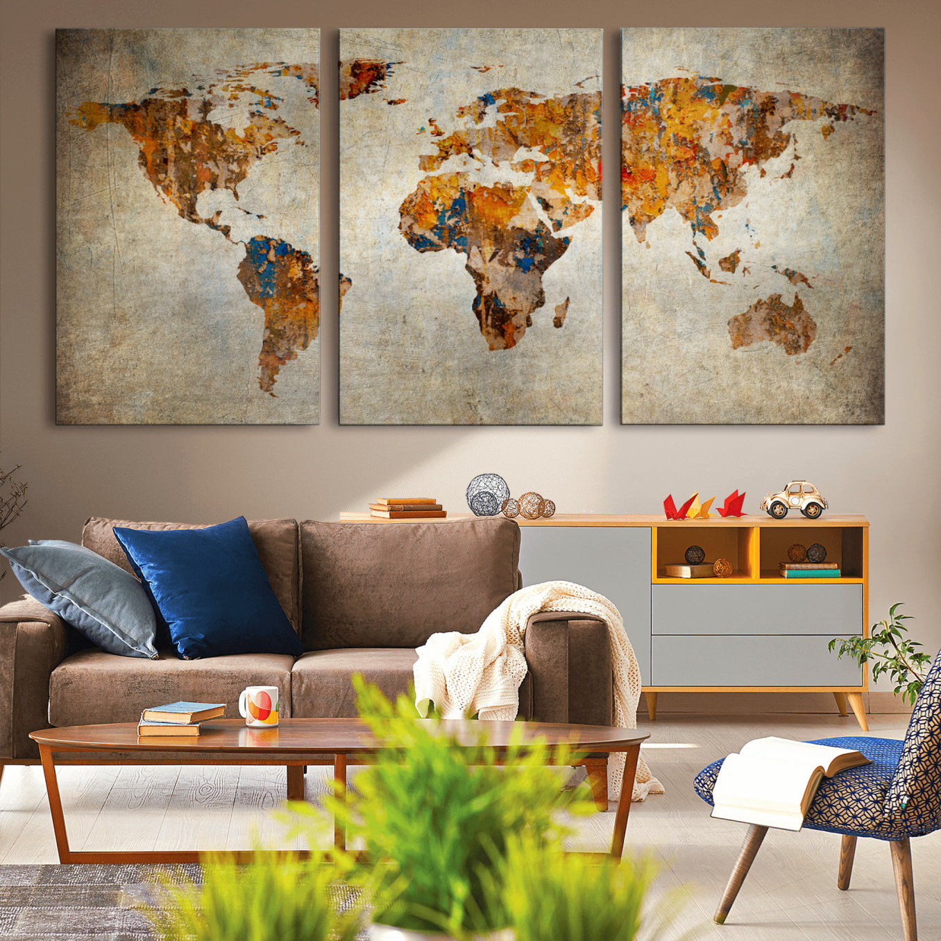 59464-MGV-CV-36X24-Push Pin World Map Canvas Print – Travel Tracker Wall Art for Couples, Perfect Anniversary Gift for Home or Office Decor