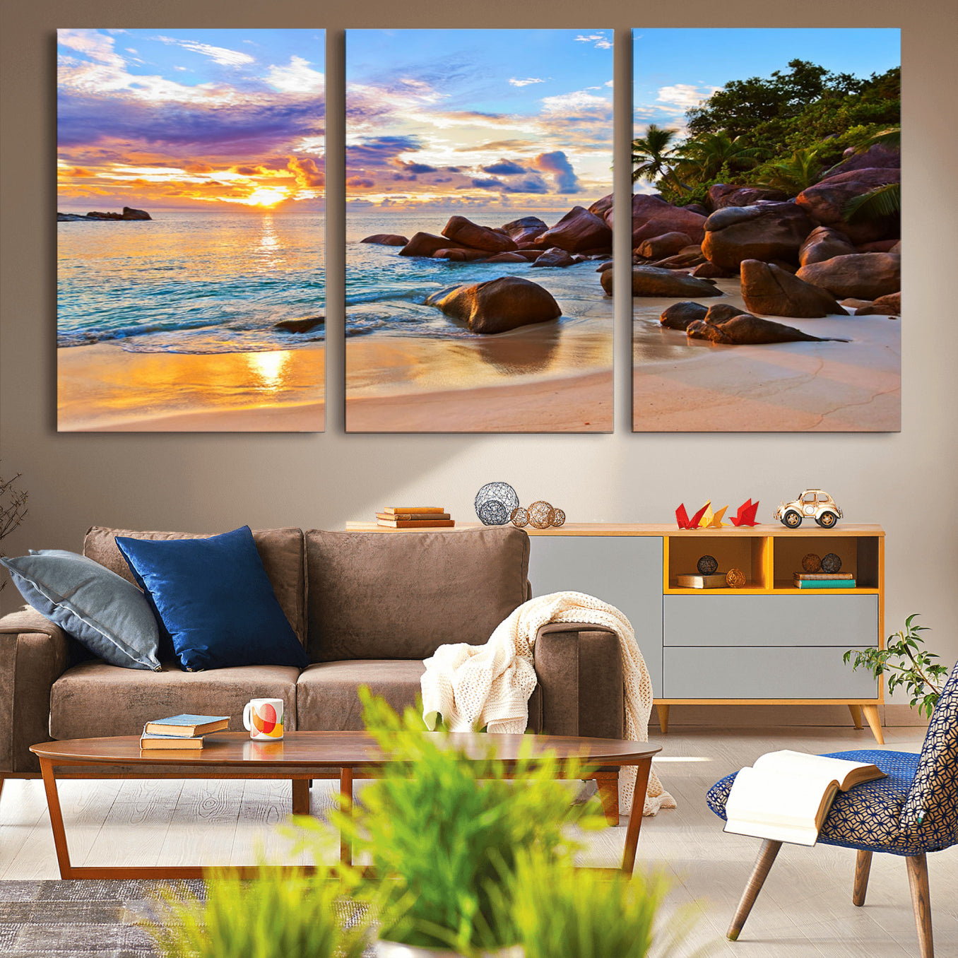 -Tropical Island Beach Sunset Canvas Print