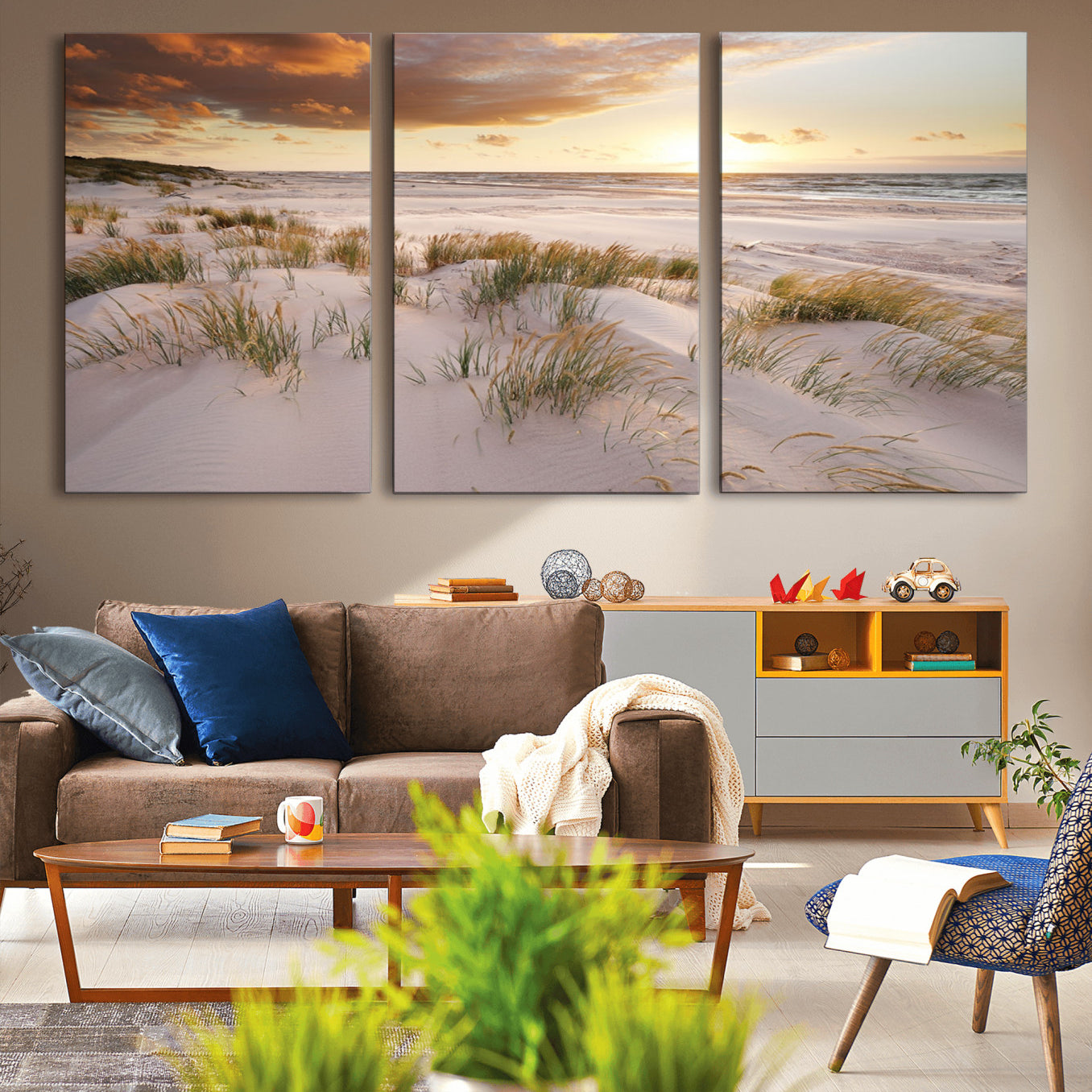 61246-MGV-CV-36X24-Flight Over Coastal Beach Landscape, Flight Over Coastal Beach Print Canvas Wall Art