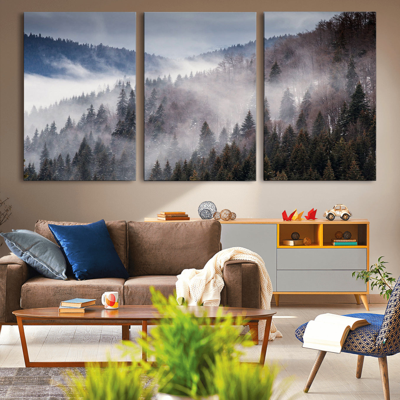 18459-MGV-CV-36X24-Beautiful Rising Fog in Winter Mountain Landscape- Framed Rising Fog in Winter Mountain Canvas