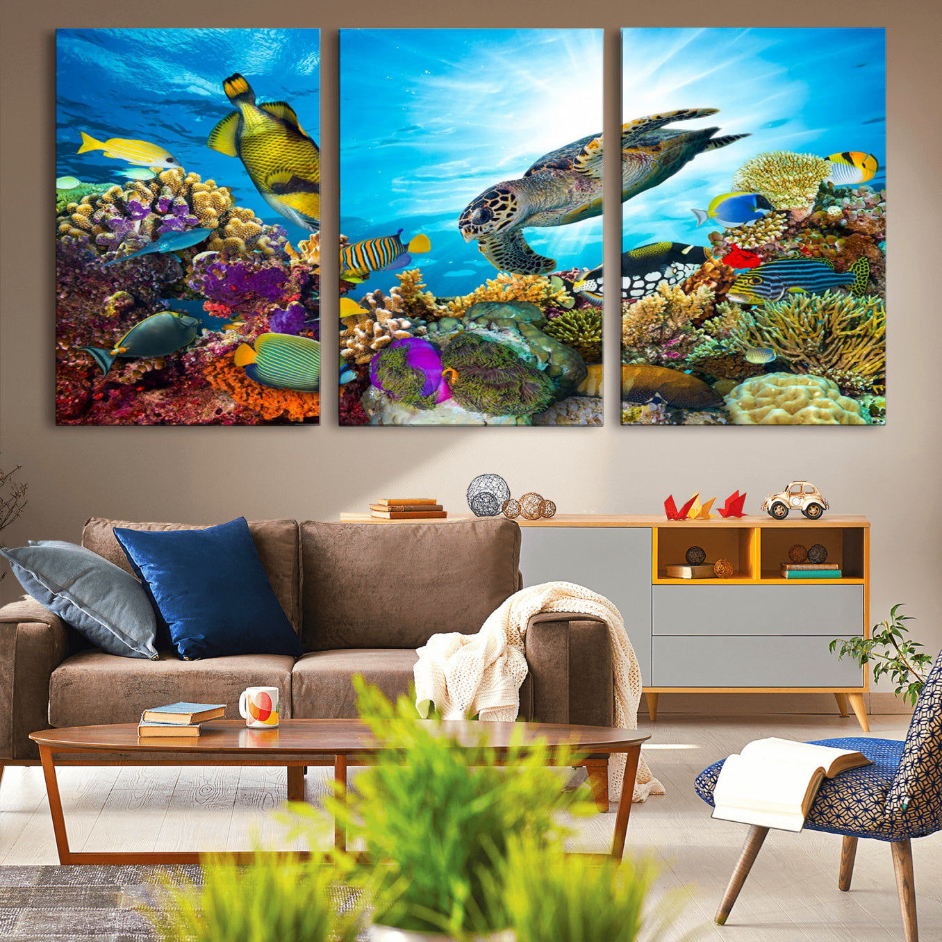 -Aquatic Life Sea Turtles Fish Wall Art Canvas Print