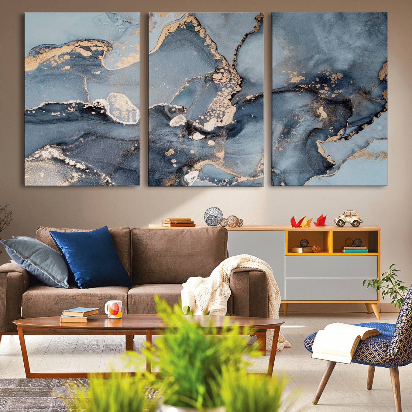 17119-MGV-CV-36X24-Multipanel Marble Fluid Effect Wall Art Abstract Canvas Wall Art Print
