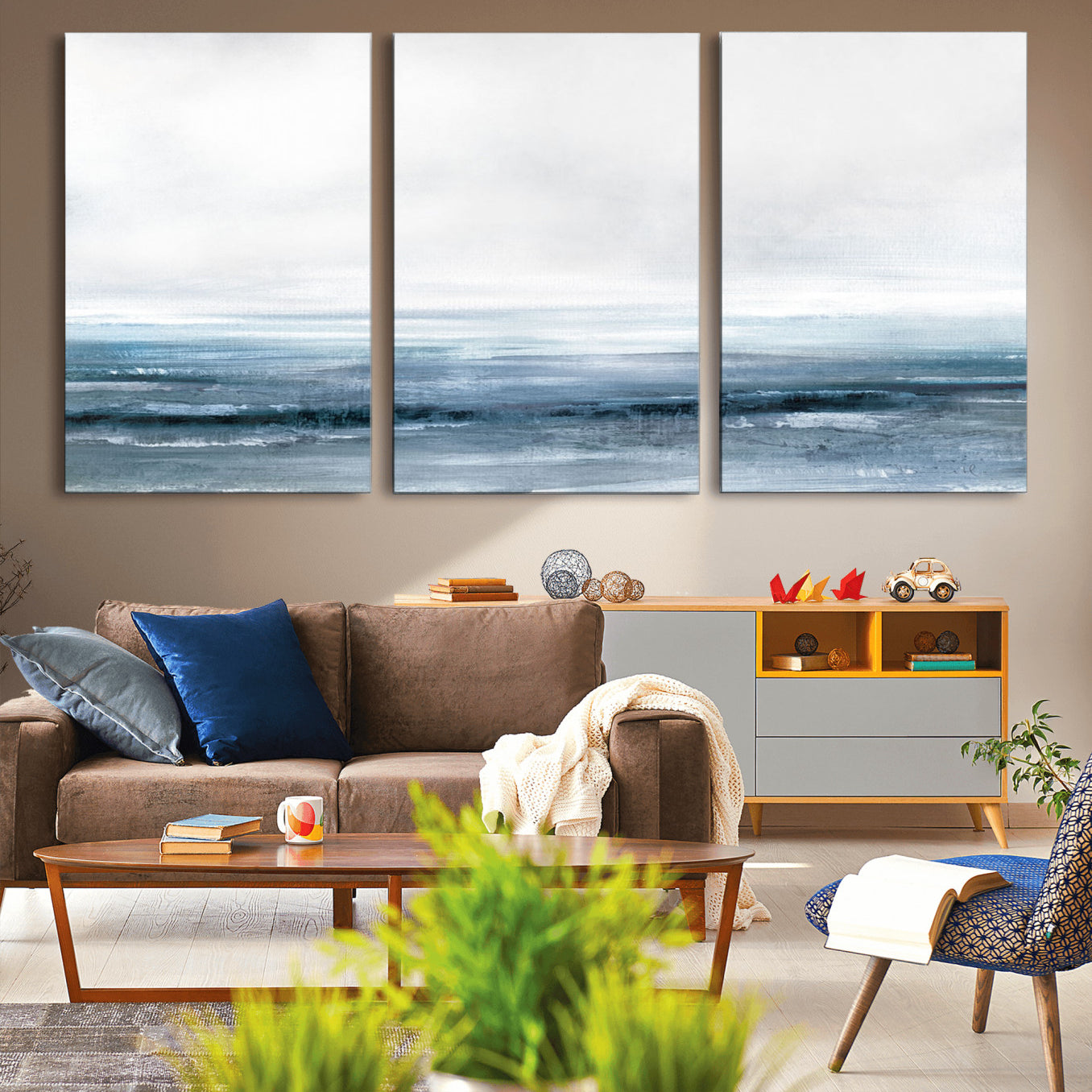 65702-MGV-CV-36X24-Blue Ocean Abstract Artwork Wall Art Canvas Print