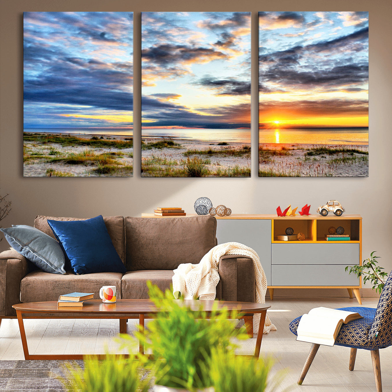 -Sunset On The Ocean Wall Art Canvas Print