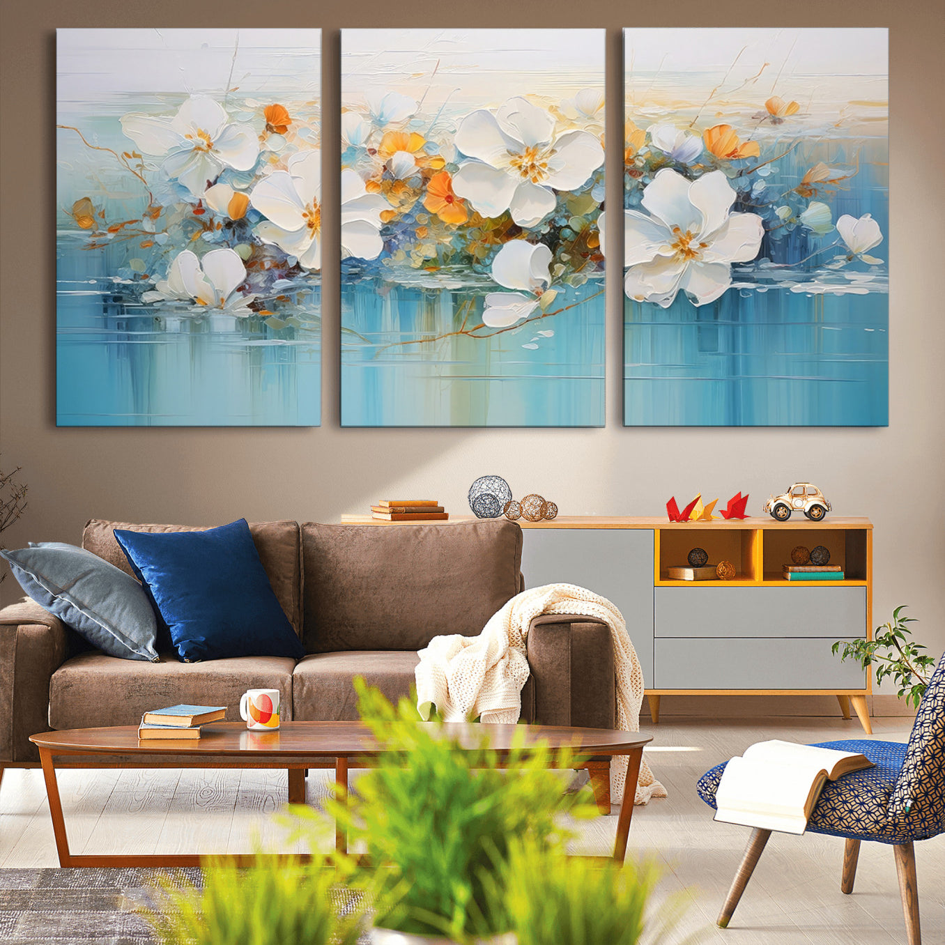 MGV-CV-60X30-3P - Abstract Flower Wall Art Canvas Print