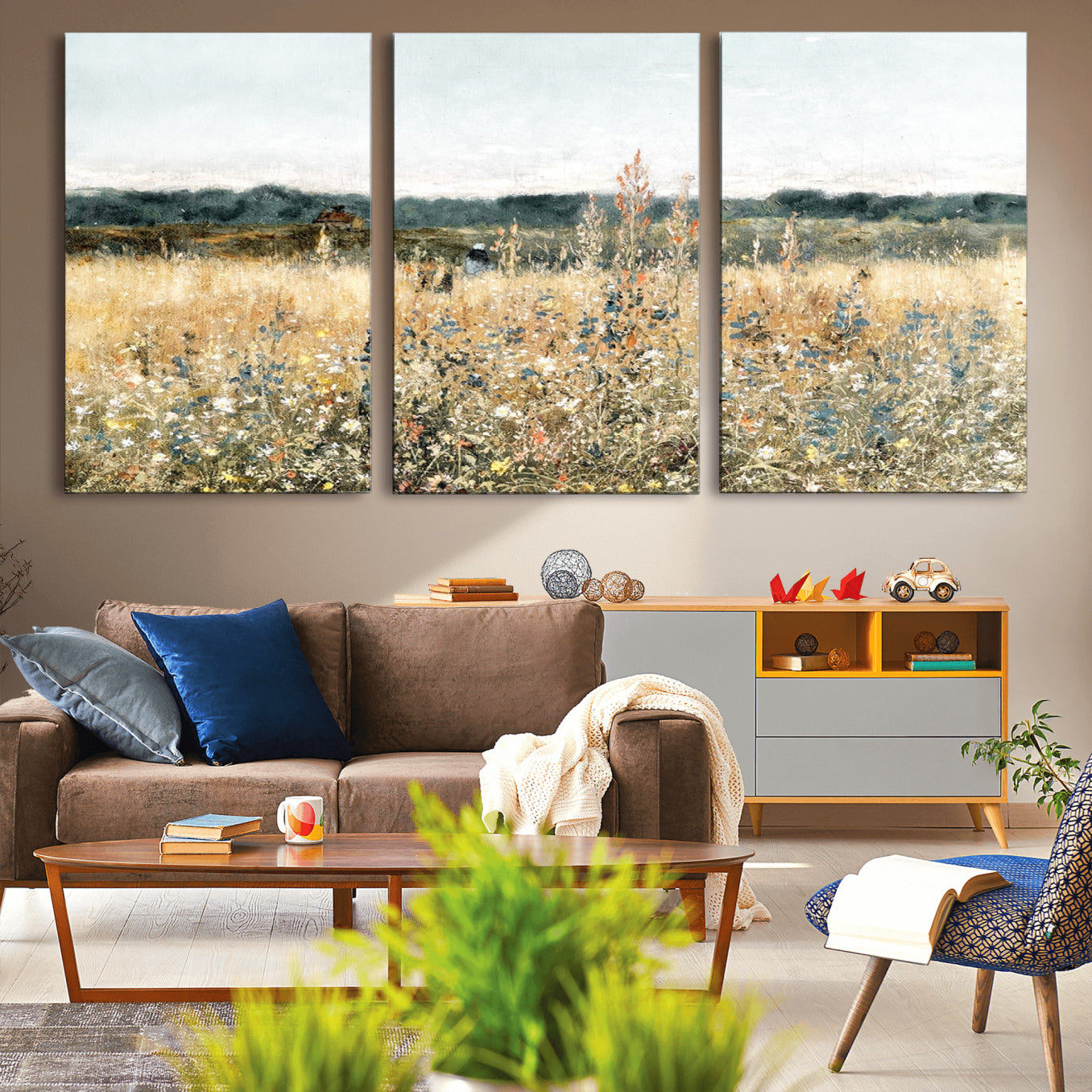 98941-MGV-CV-36X24-Wildflower Field Wall Art Canvas | Nature-Inspired Landscape Canvas Print for Living Room or Office