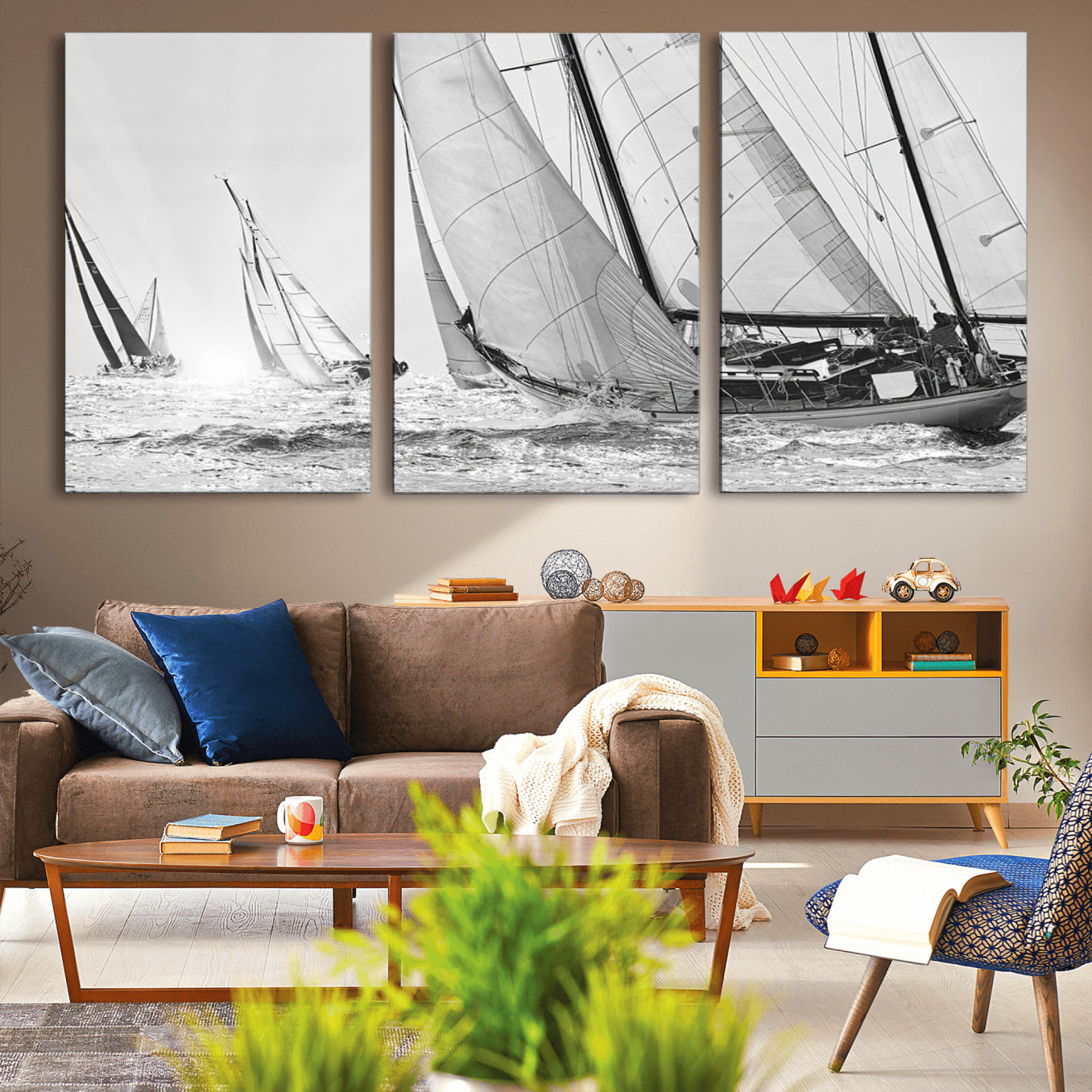 -Yacht Sailboat Regatta Canvas Wall Art Canvas Print