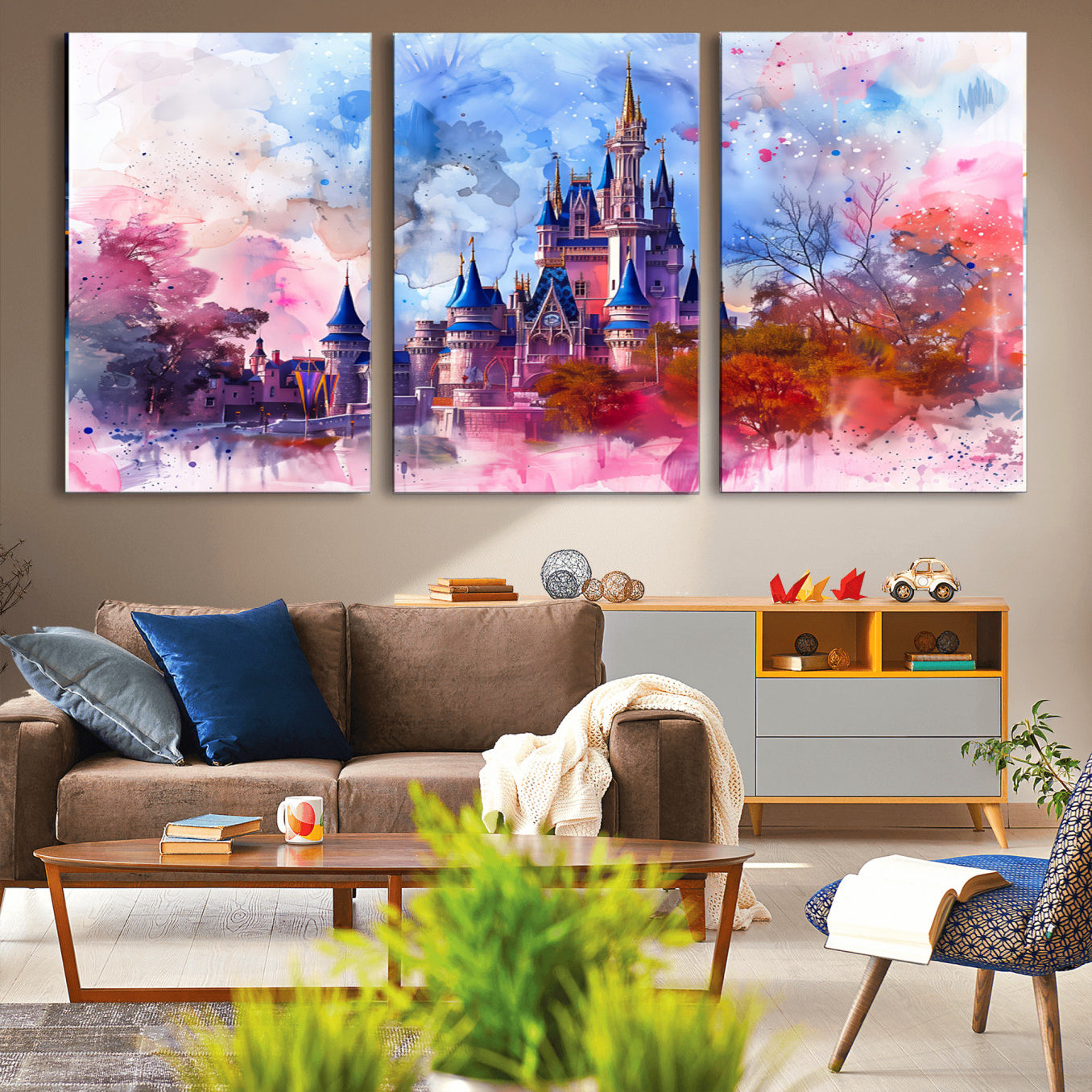 58662-MGV-CV-36X24-Disney Wall Art: Dreamy Watercolor Cinderella Castle Canvas Print
