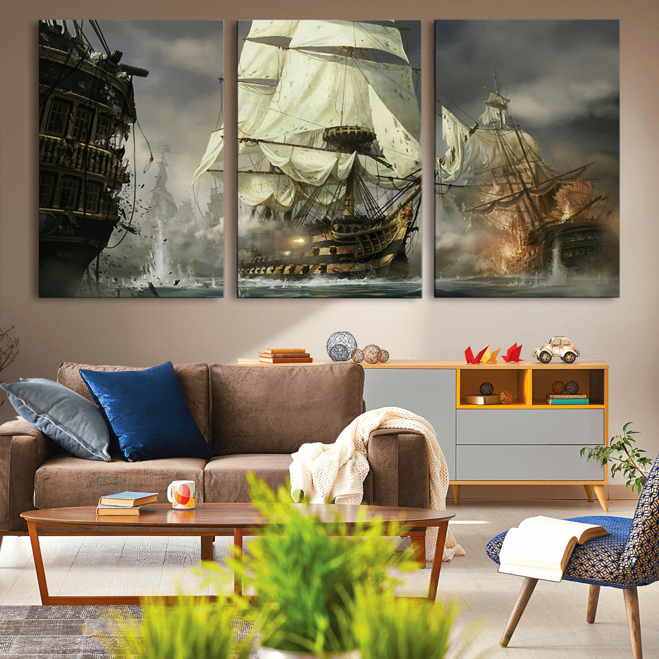 -Pirate Ship War Wall Art Canvas Print