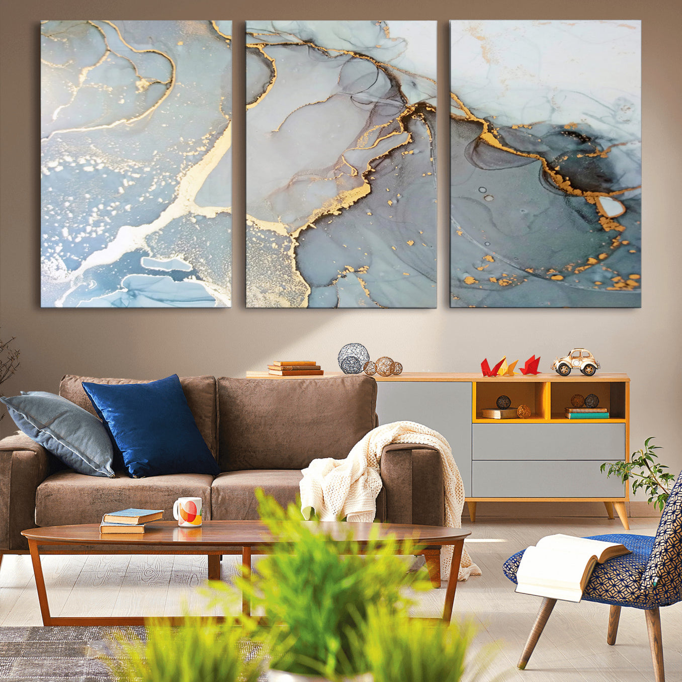 86878-MGV-CV-36X24-Large Abstract Marble Wall Art Canvas Print for Living Room and Farmhouse Decor