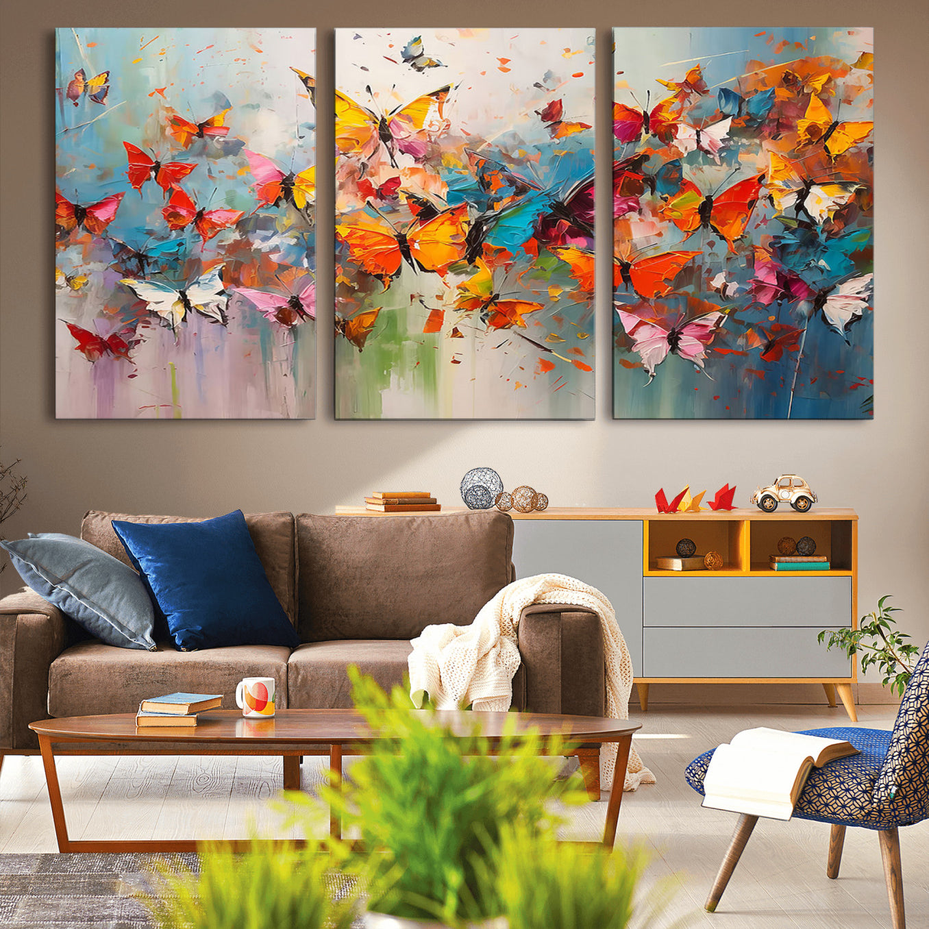 11835-MGV-CV-36X24-Abstract Butterfly Wall Art Canvas Print