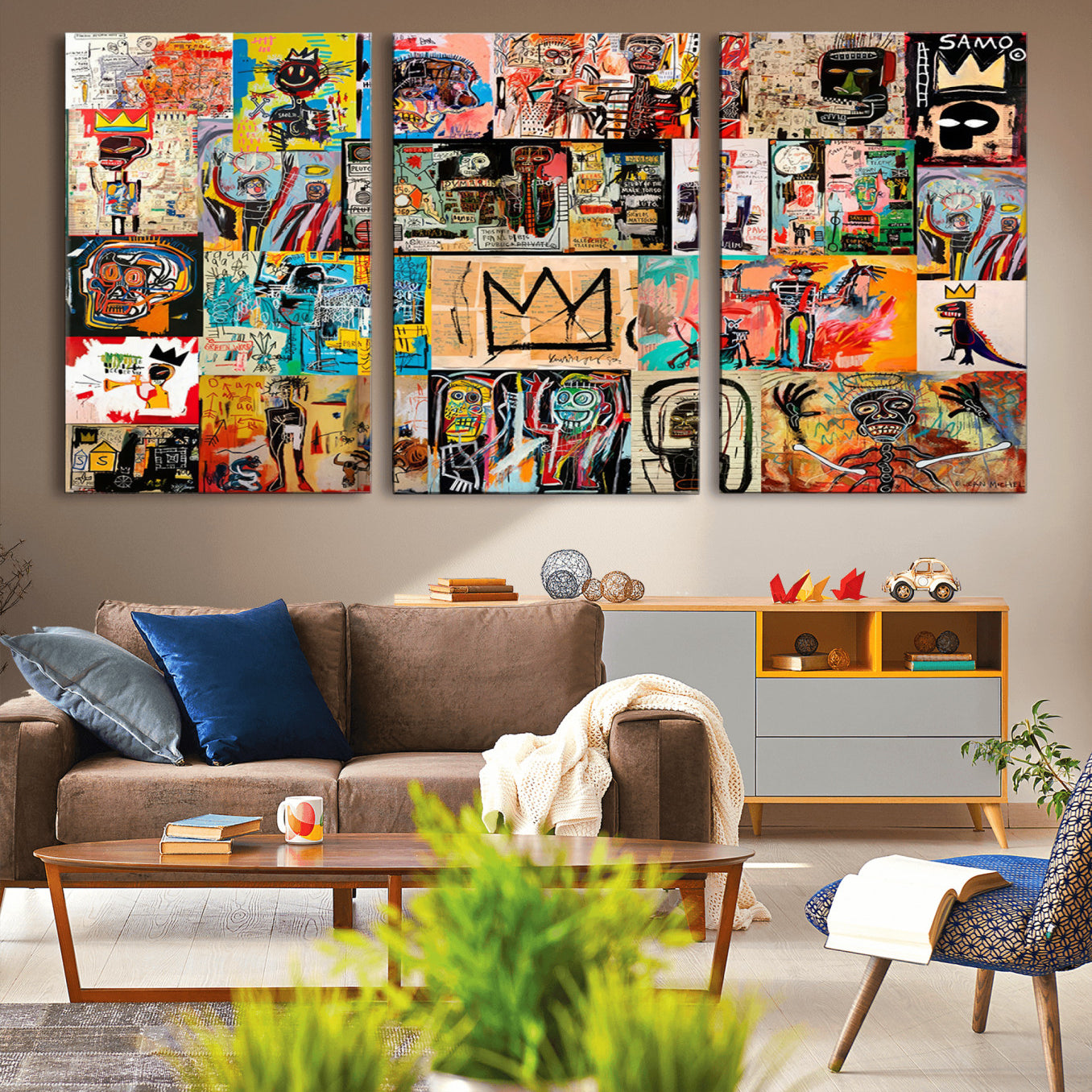 -Abstract Art Collage Wall Art Canvas Print – Framed, Ready to Hang, Urban Graffiti Style
