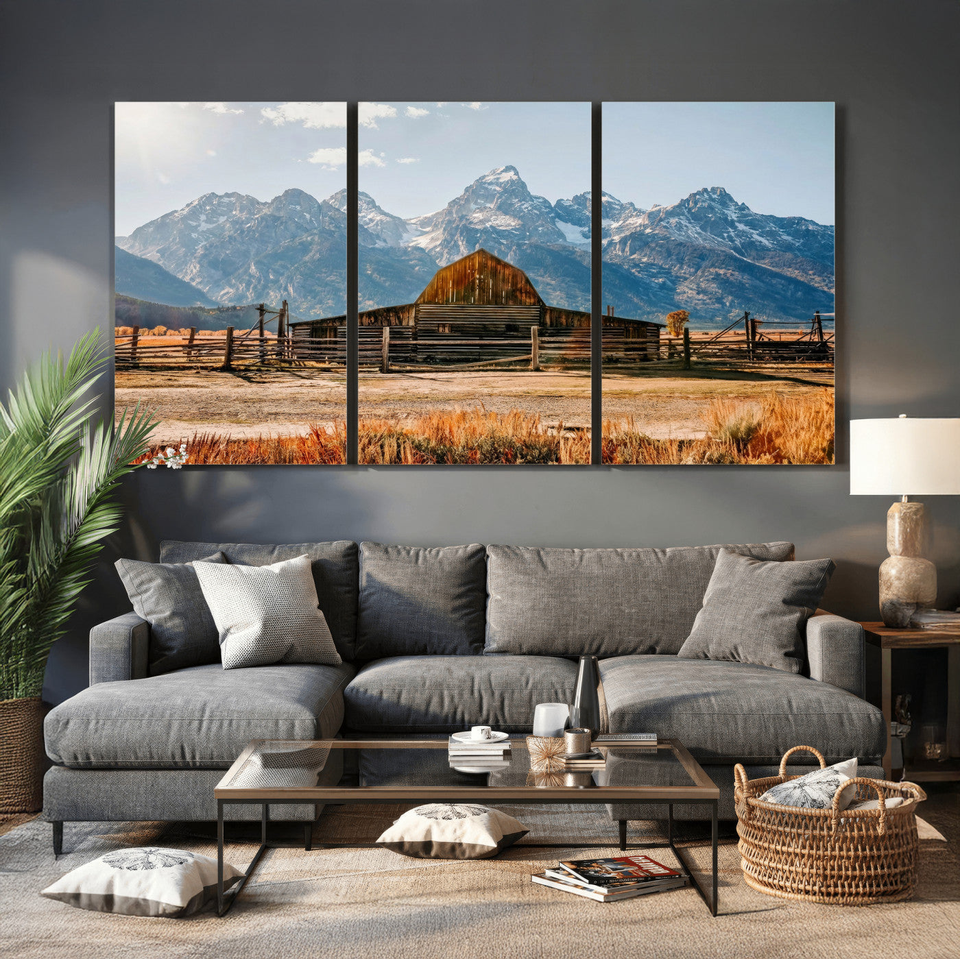 26513-MGV-CV-36X24 - Vintage Old Barn Field Wall Art Canvas Print for Farmhouse Decor - Rustic Barn Wall Art Canvas Print