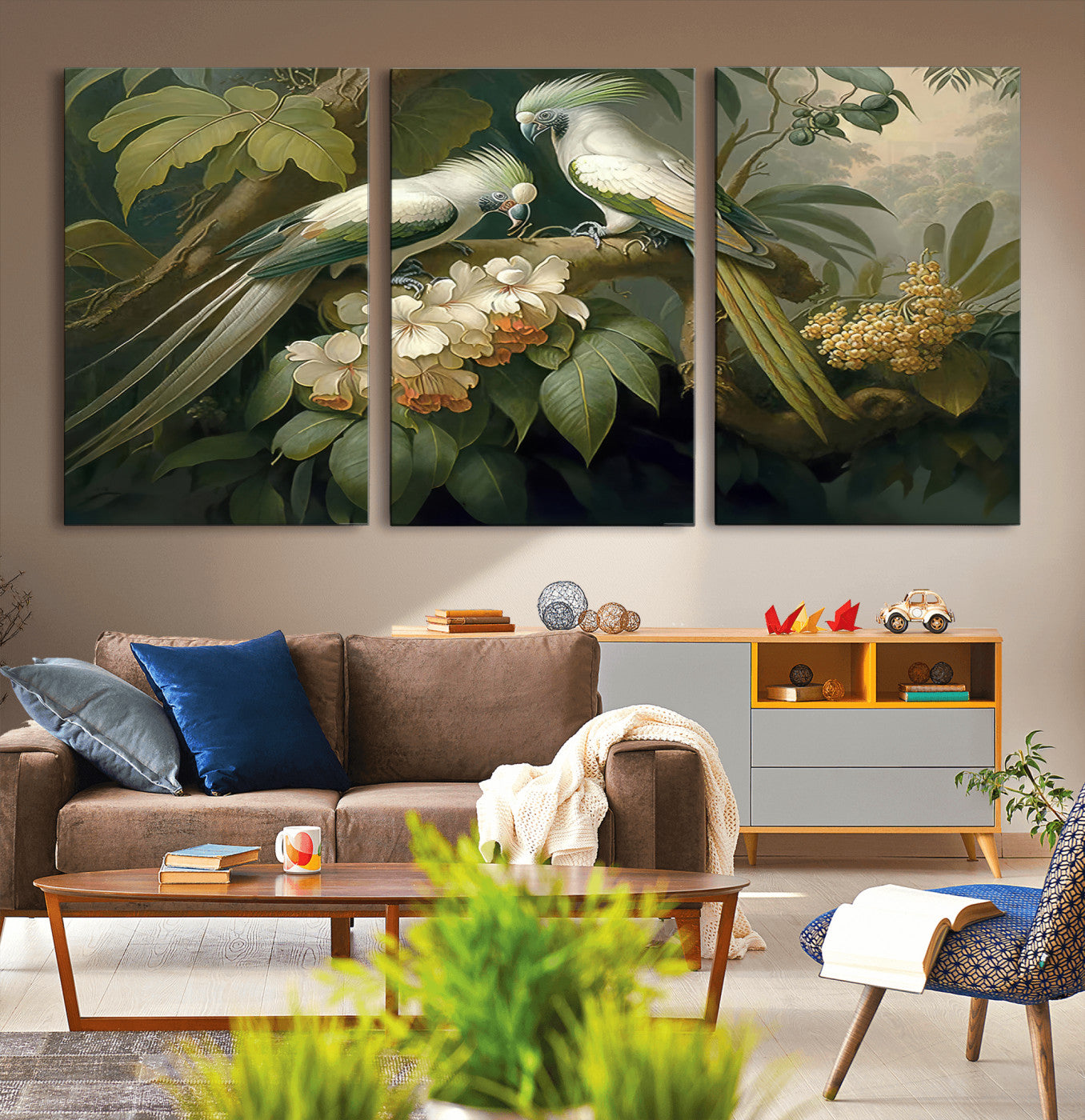 -Tropical Paradise Print Wall Art Stunning Artwork of a Parrot in a Lush Forest with Beautiful