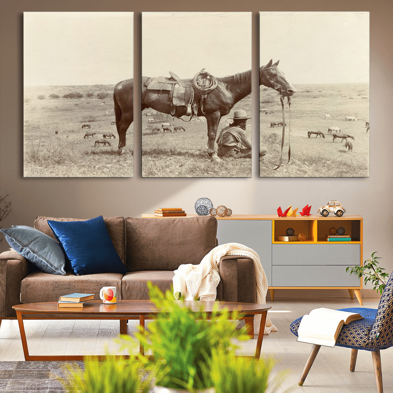 -Cowboy Wall Art - Western Horse Canvas Print - Vintage Western Wall Art Canvas Print, Ready to Hang