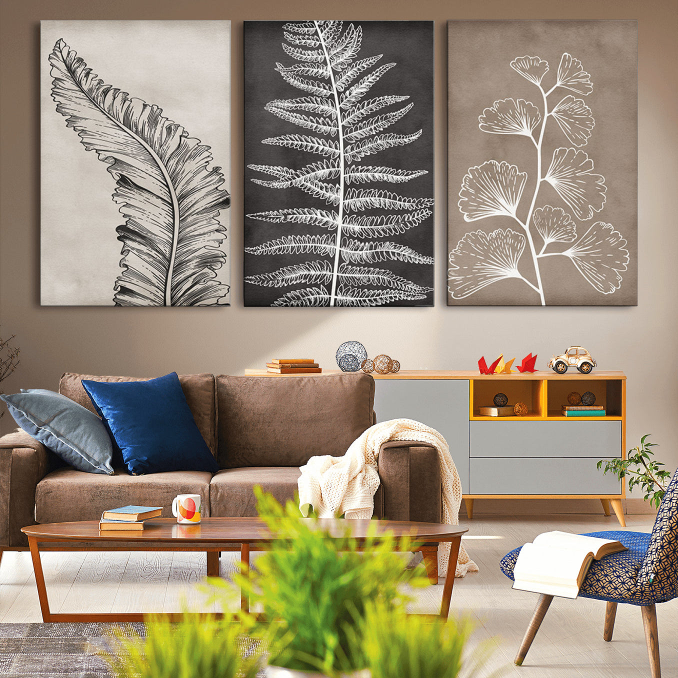 -Minimalist Botanical Wall Art Canvas Print, Framed and Ready to Hang - Nature Art Print for Home