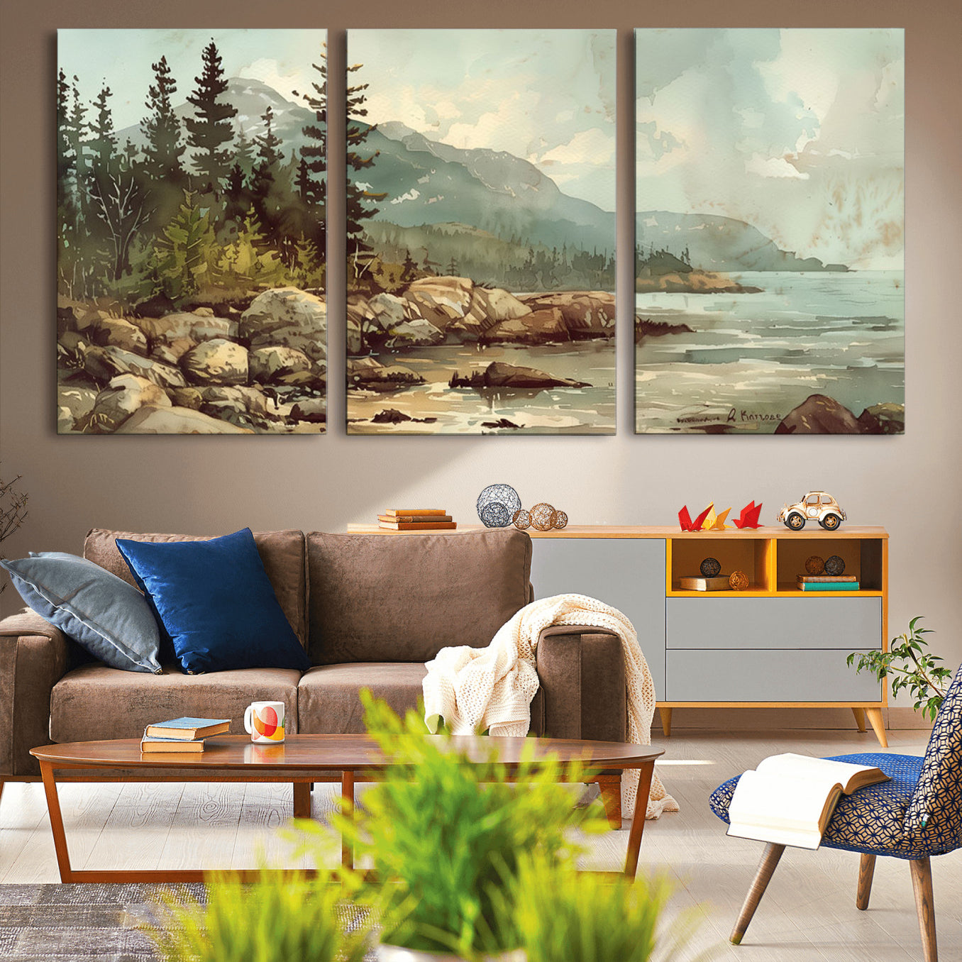 24809-MGV-CV-36X24-Abstract Acadia National Park Wall Art Canvas Print - Stunning 3-Panel Wall Art Canvas Print,