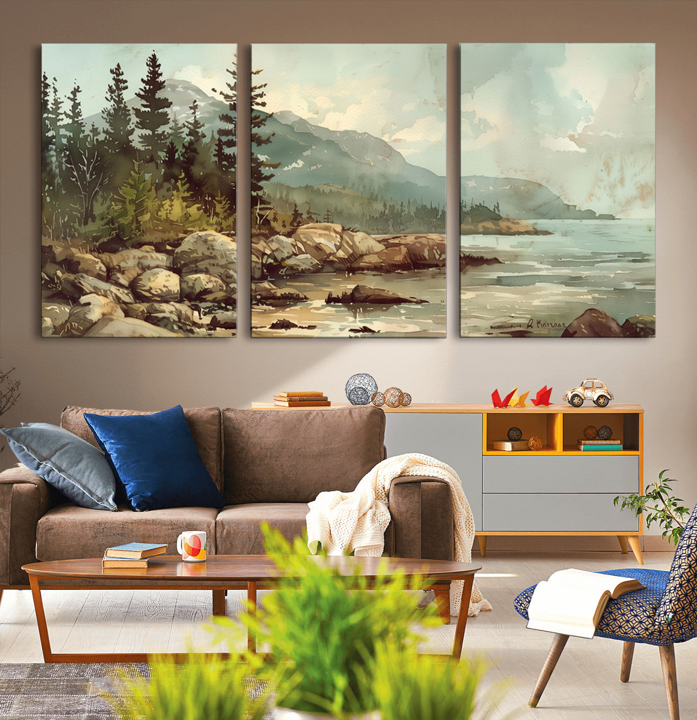 24809-MGV-CV-36X24-Abstract Acadia National Park Wall Art Canvas Print - Stunning 3-Panel Wall Art Canvas Print,