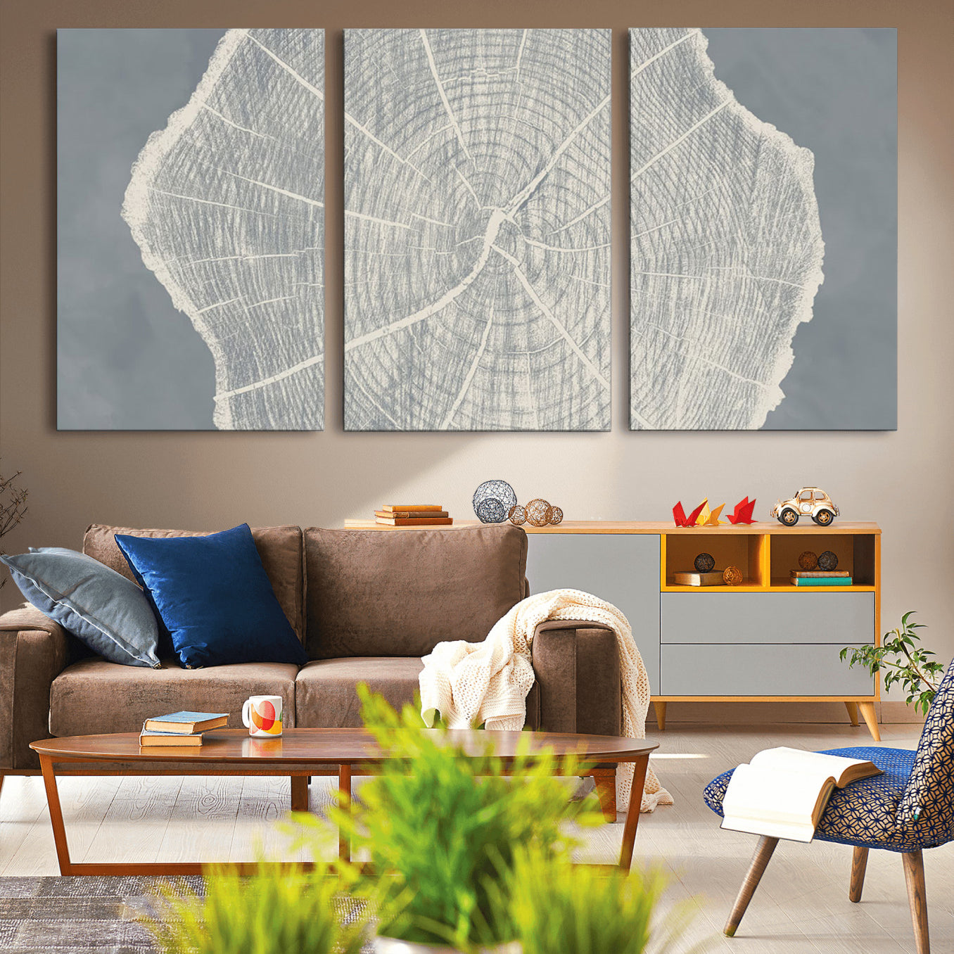 25547-MGV-CV-36X24-Abstract Tree Ring Wall Art Canvas Print – Nature-Inspired, Ready to Hang, Modern Home Decor